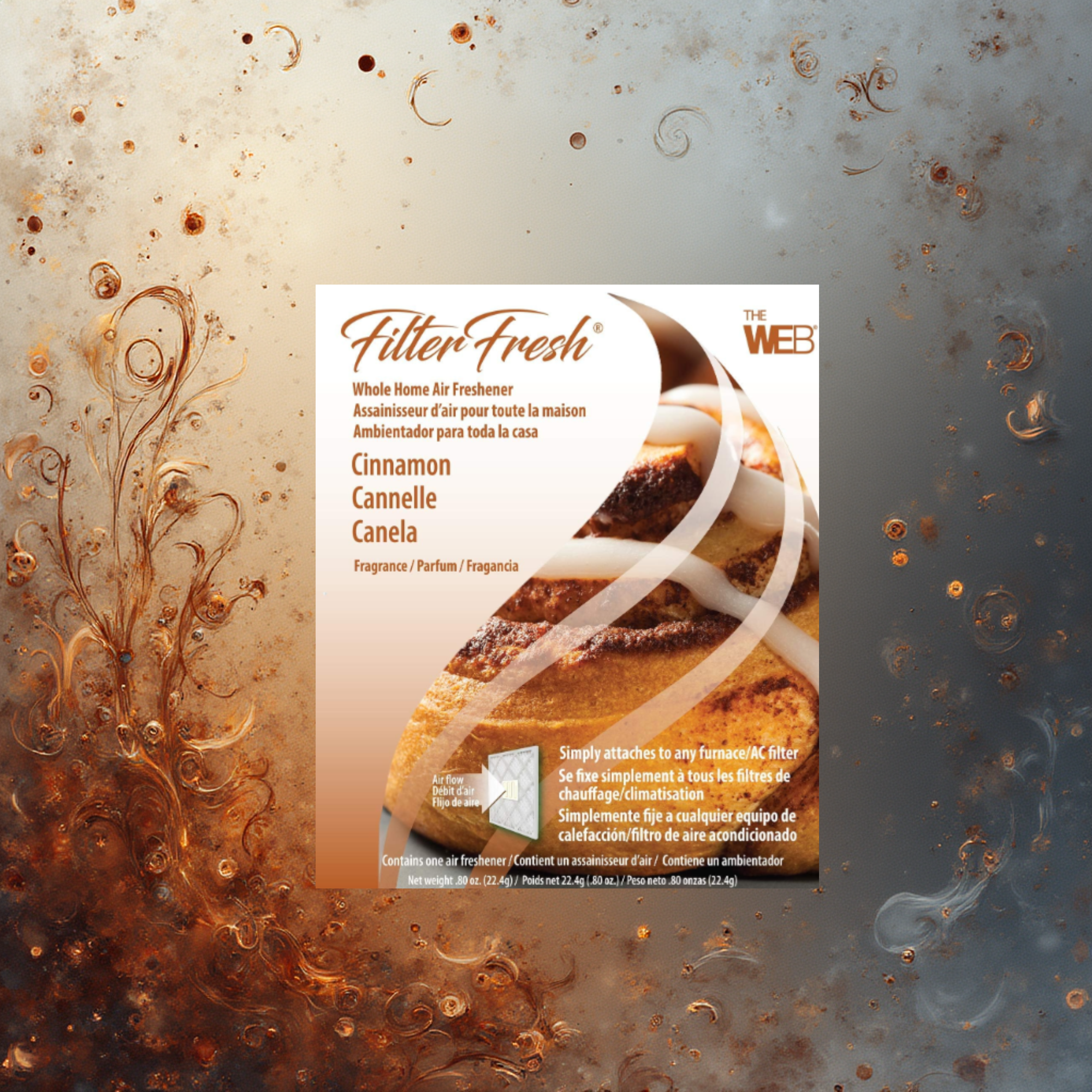 Filter Fresh Cinnamon Whole Home Air Freshener – Furnace & AC Filter Freshener Pads, Warm Cinnamon Scent (6 Pack)