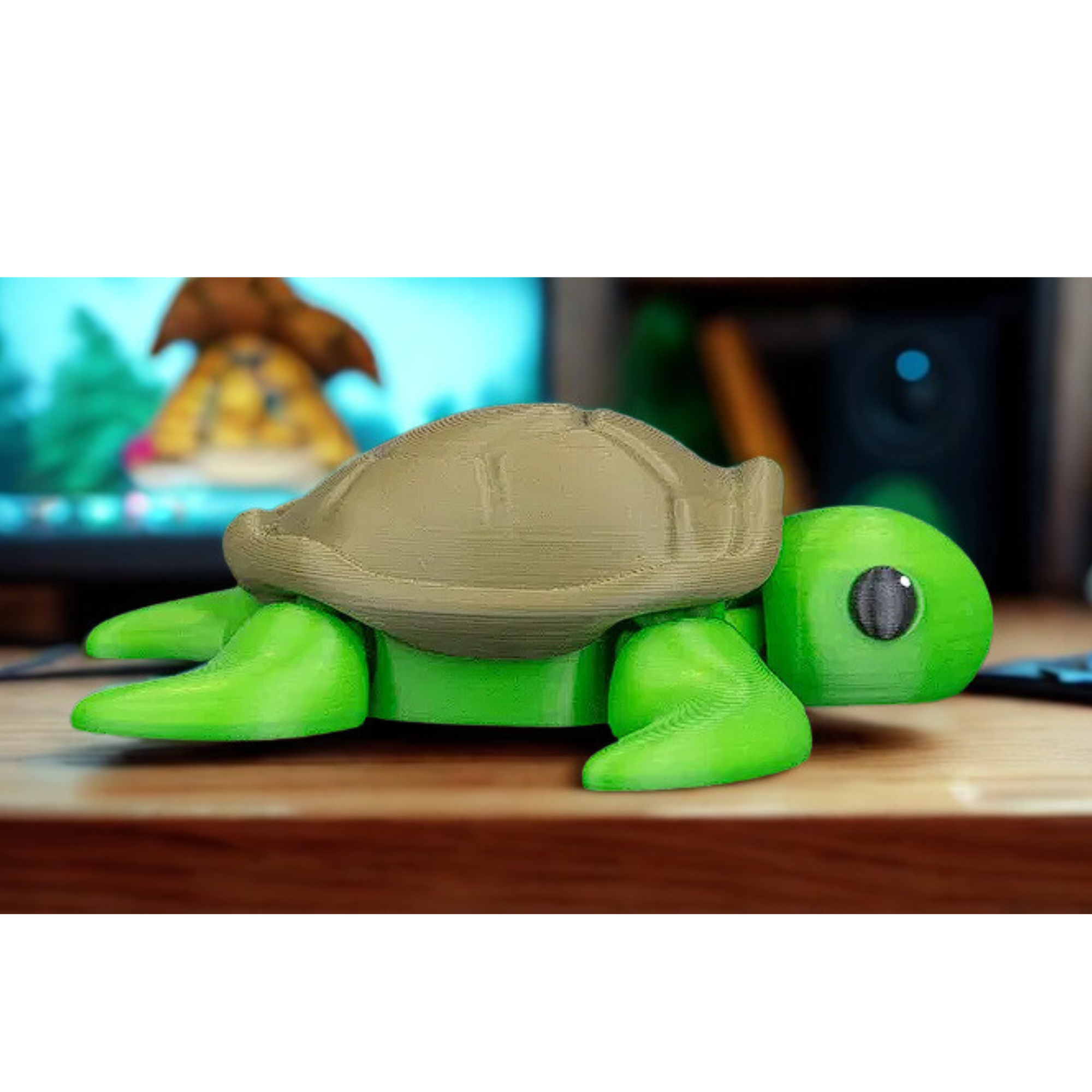 BuildInk™ 3D Printed Turtle Figurine – Cute Desk Decor – Mini Turtle Sculpture – 4 x 4 x 1 Inches – Decorative Collectible