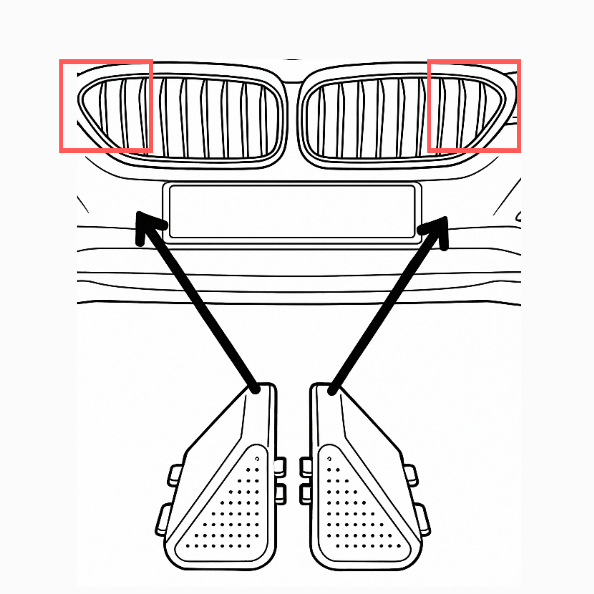 BMW Cold Air Intake Scoops – Left & Right with Integrated Grille – 3D Printed – Black