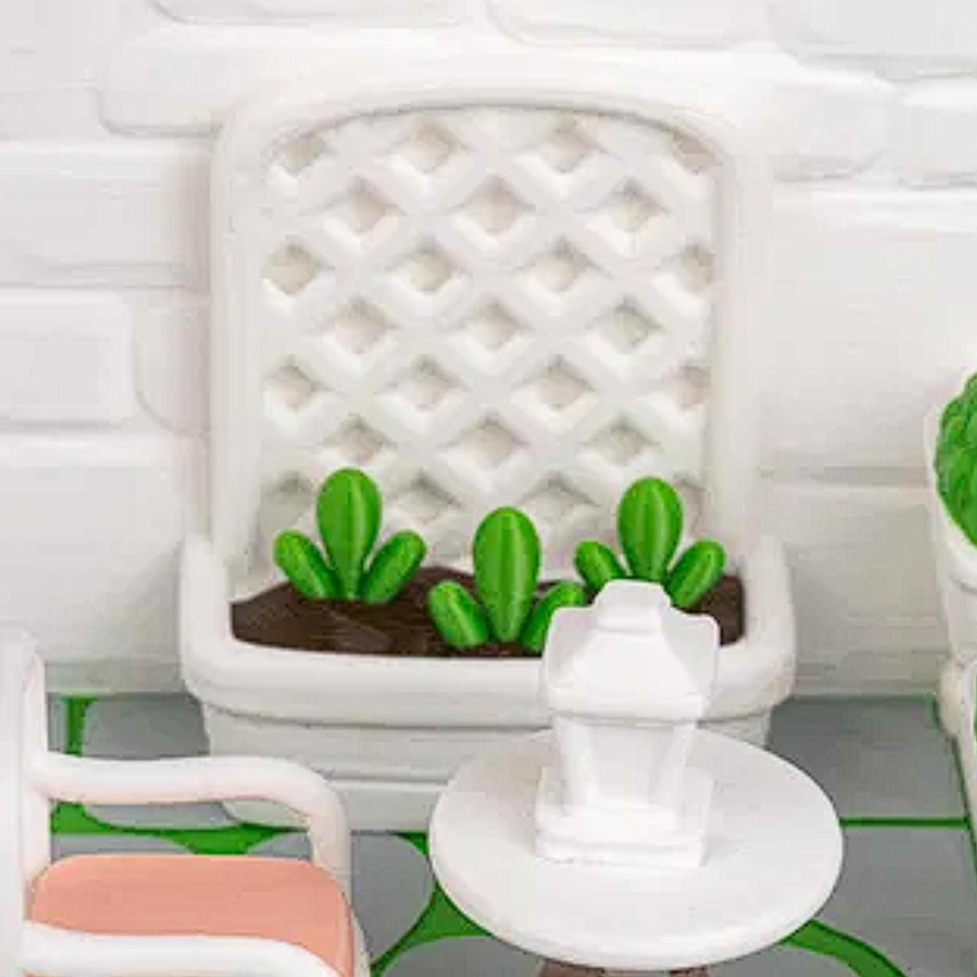 Tiny Balcony Miniature Garden Decor – 3D Printed Diorama – 10.4 cm Tall