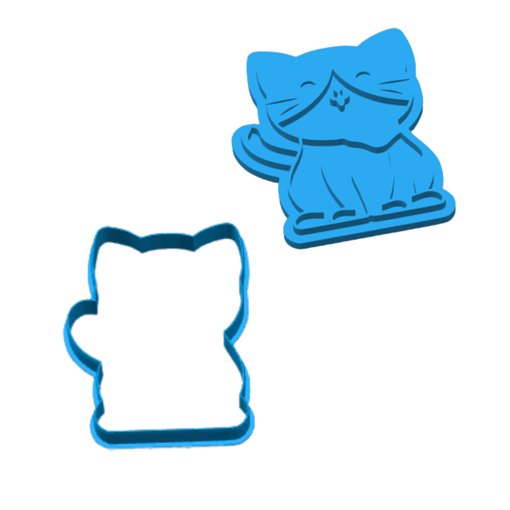 Cute Cat Cookie Cutter Set of 5 – Kawaii Kitty Cookie Mold – 3D Printed Baking Cutter Stamp – Fondant Biscuit Mold