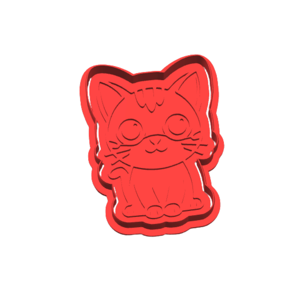 Cute Cat Cookie Cutter Set of 5 – Kawaii Kitty Cookie Mold – 3D Printed Baking Cutter Stamp – Fondant Biscuit Mold