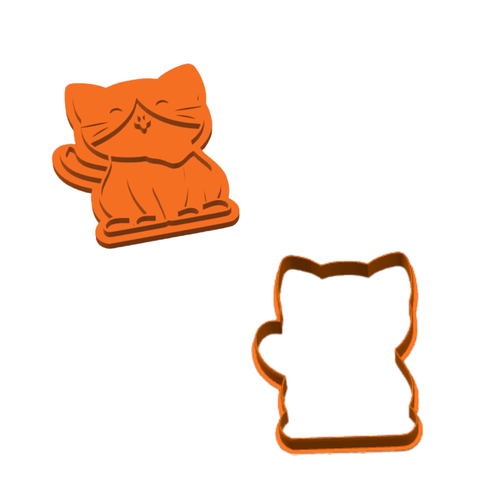Cute Cat Cookie Cutter Set of 5 – Kawaii Kitty Cookie Mold – 3D Printed Baking Cutter Stamp – Fondant Biscuit Mold