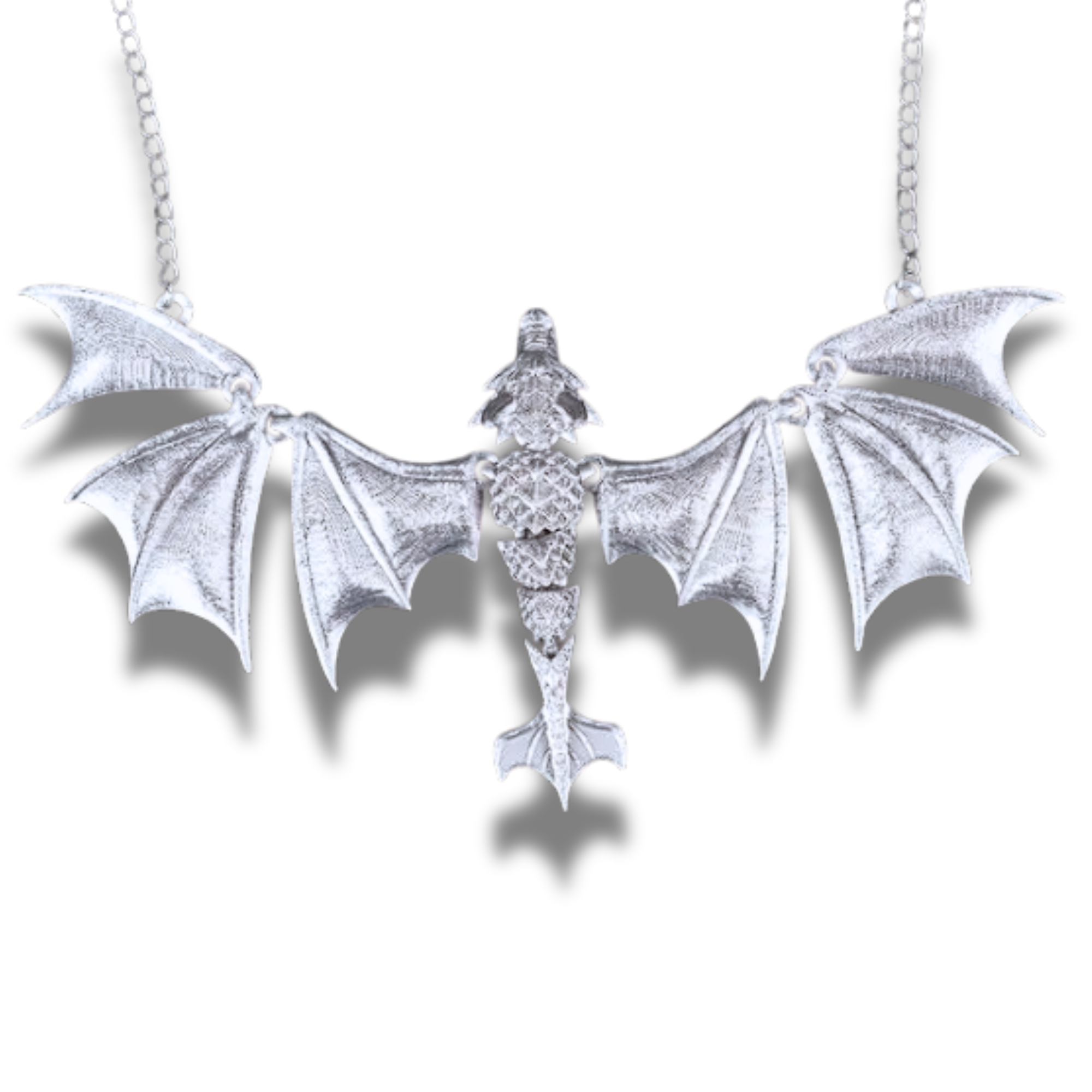 Fantasy Dragon Necklace – Articulated Wings – 3D Printed Gothic Statement Jewelry
