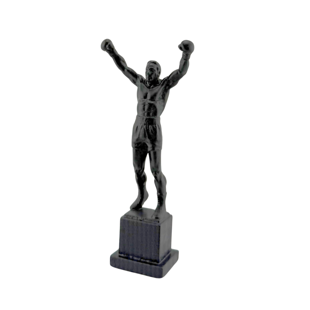 6x2 Black Resin Boxing Champion Mini Statue – Victory Pose on Base