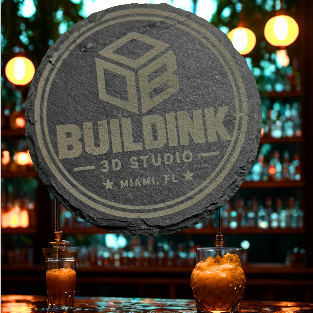 Custom Engraved Slate Coasters – Personalized Business Logo, Round or Square