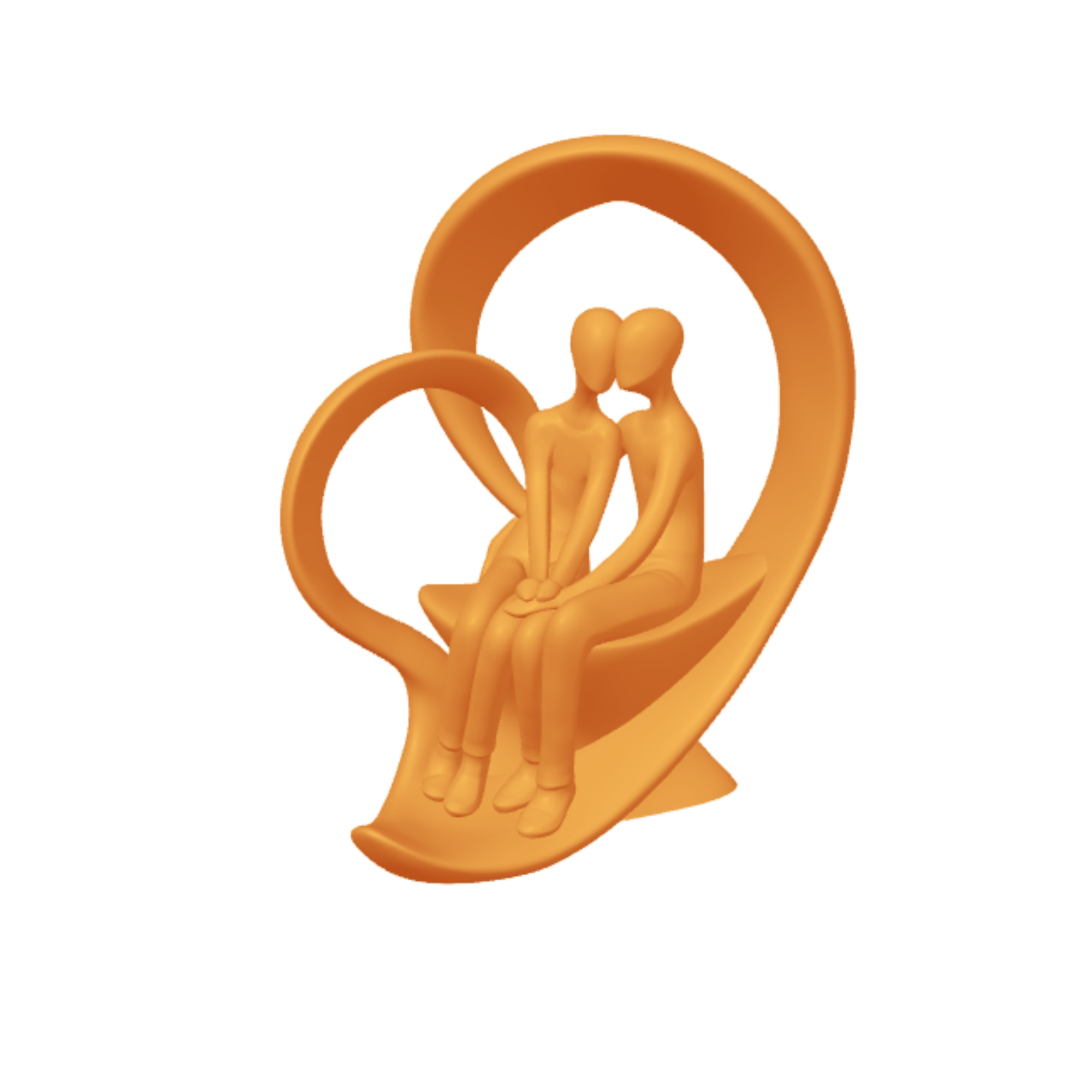 Minimalist Couple in Heart Sculpture - Modern 3D Printed Home Décor, Available in Multiple Colors