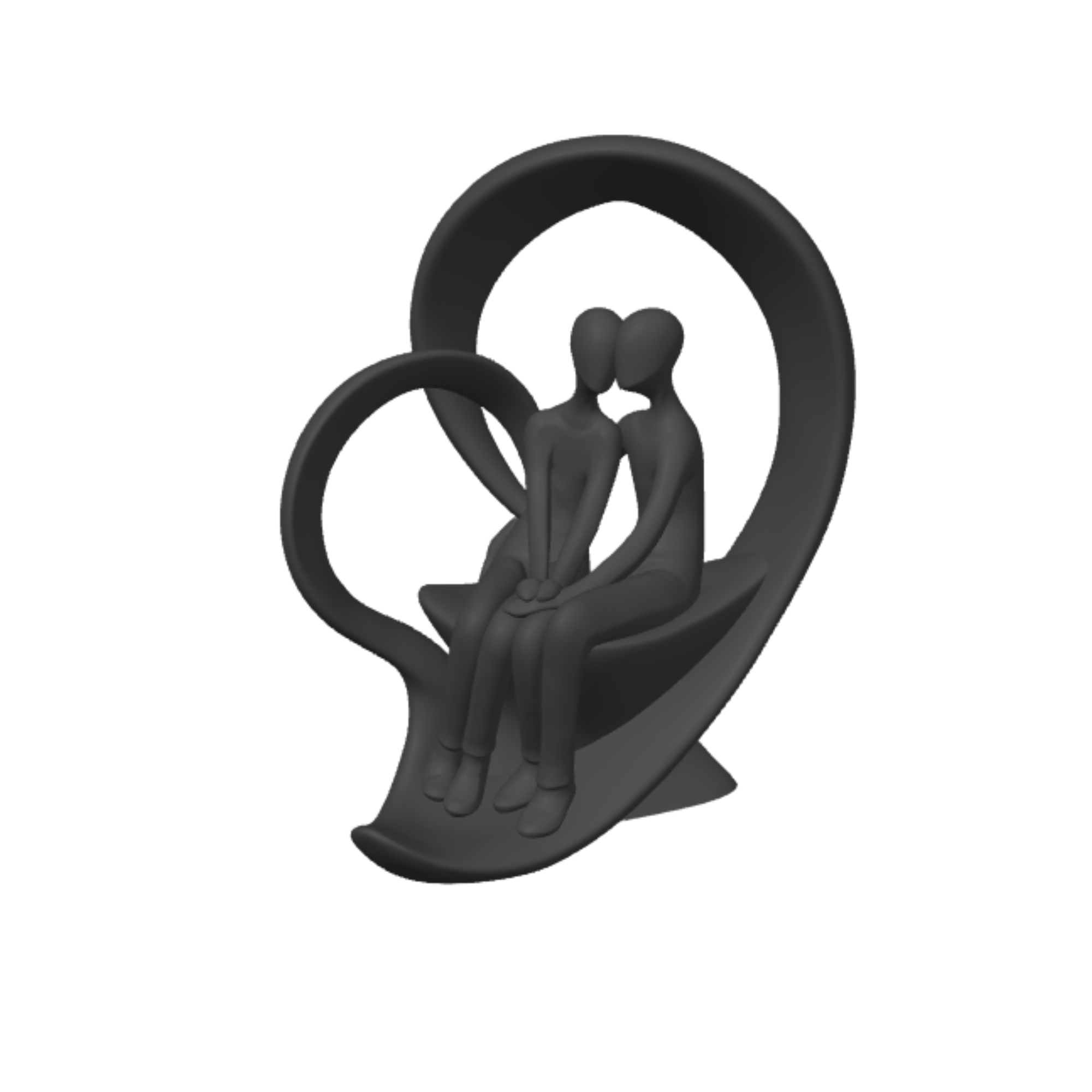 Minimalist Couple in Heart Sculpture - Modern 3D Printed Home Décor, Available in Multiple Colors
