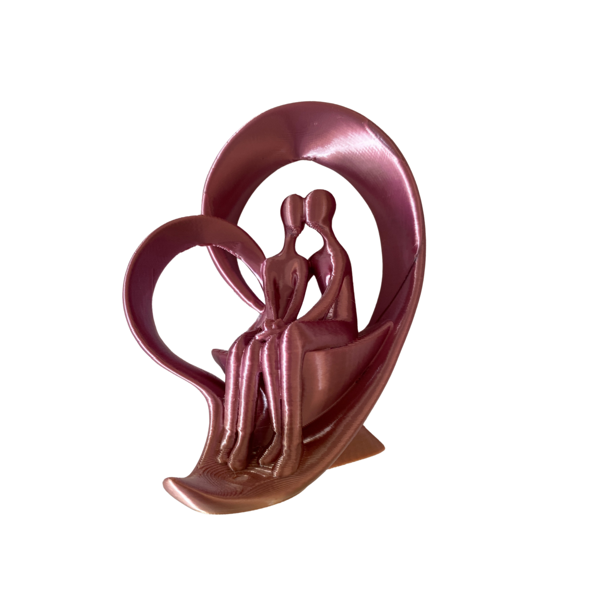 Minimalist Couple in Heart Sculpture - Modern 3D Printed Home Décor, Available in Multiple Colors