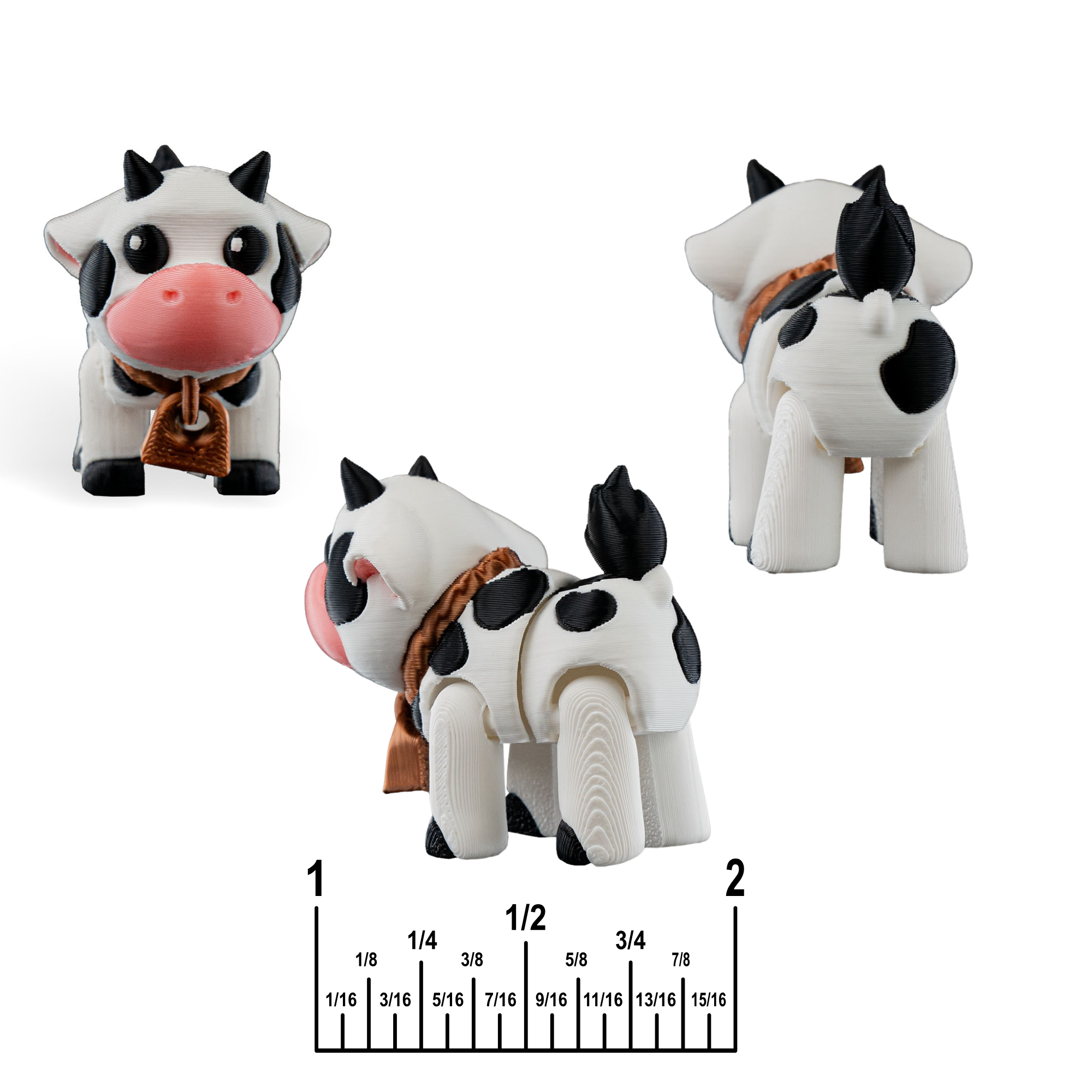 3D Printed Cow Keychain – Articulated PLA Model – Cute and Collectible