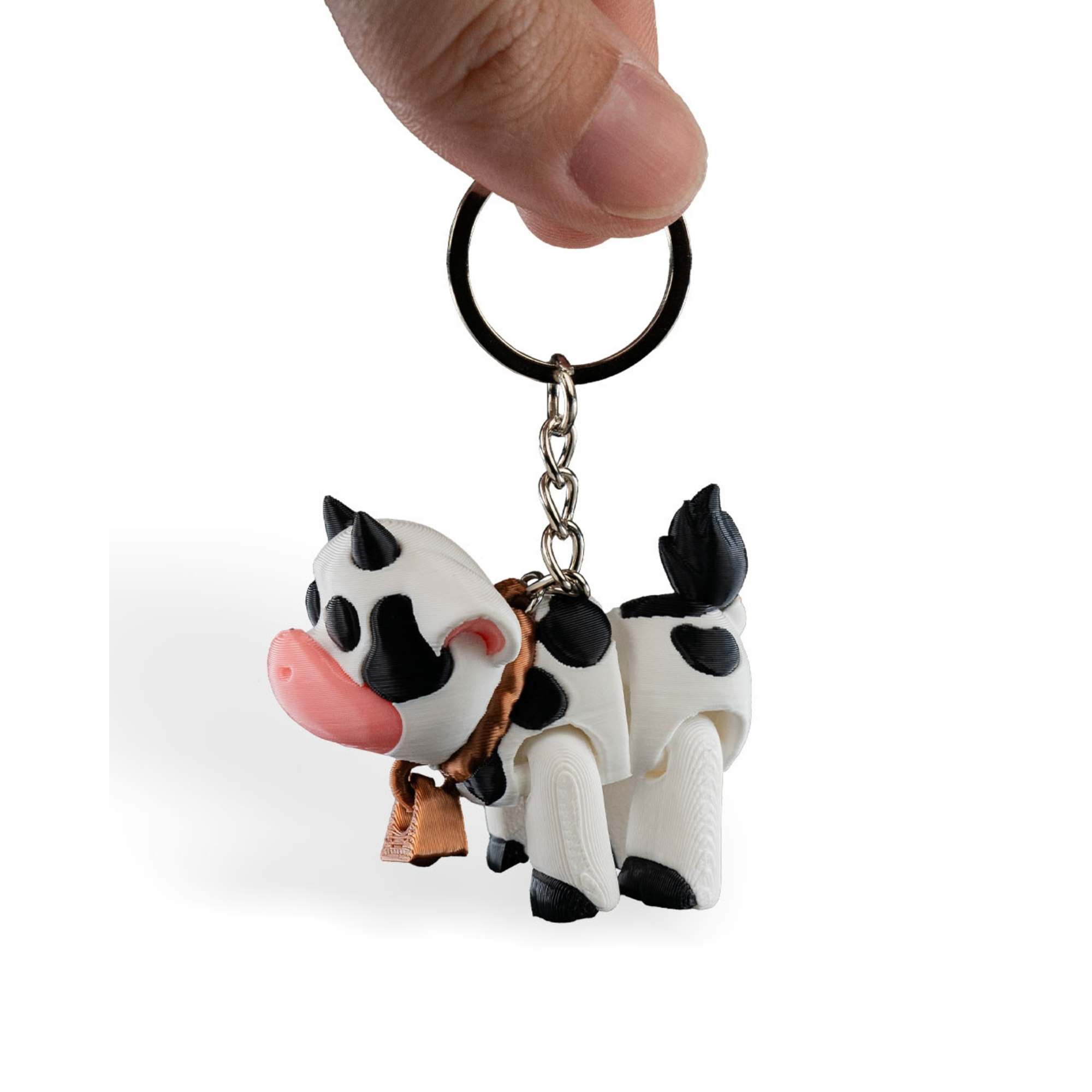 3D Printed Cow Keychain – Articulated PLA Model – Cute and Collectible