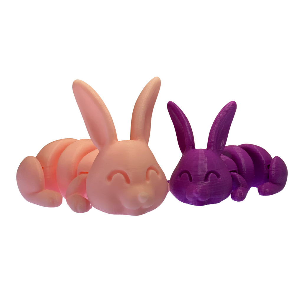 🐰 Mini 3D Printed Bunny Set – 2 Bunnies (One Big, One Small) – Random Colors