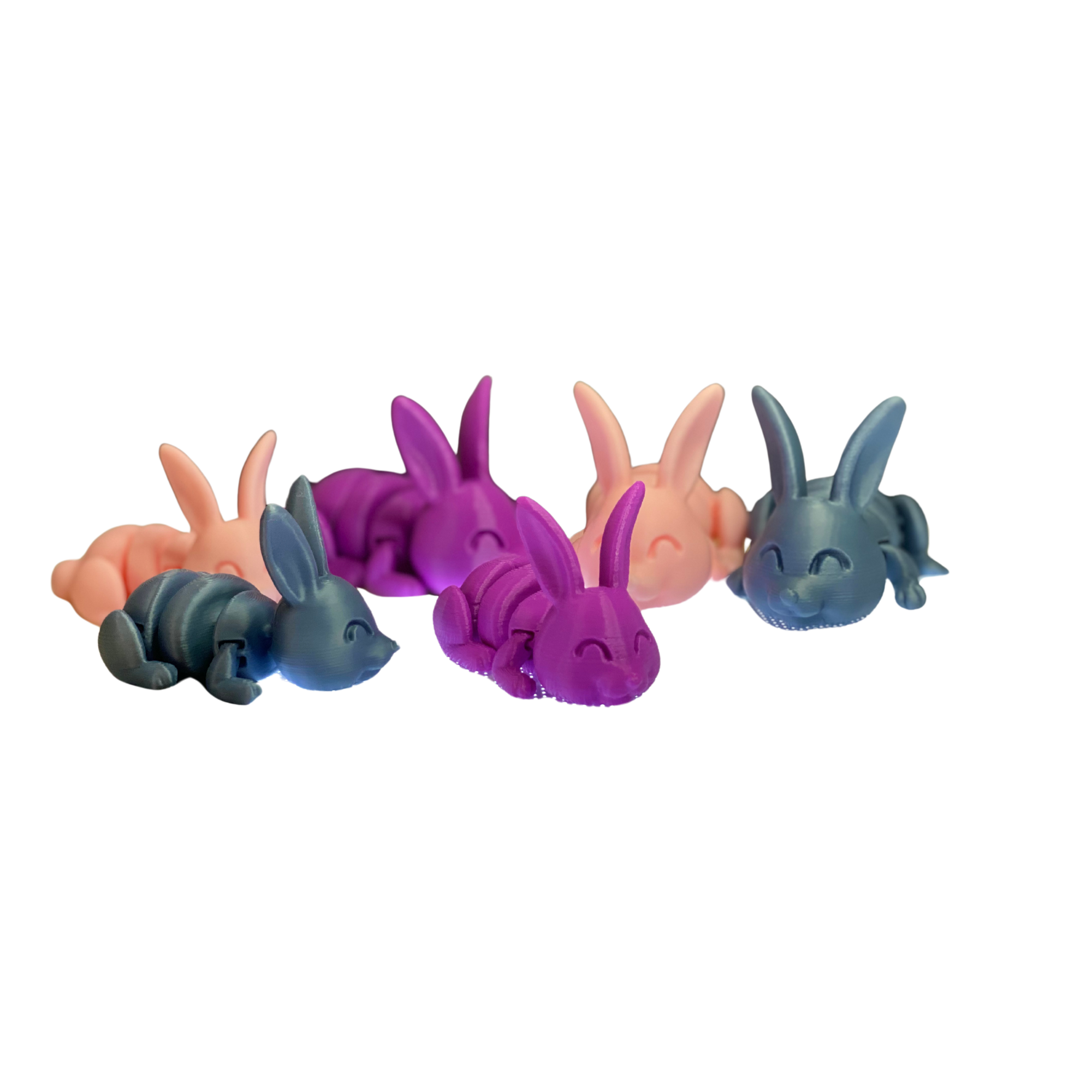 🐰 Mini 3D Printed Bunny Set – 2 Bunnies (One Big, One Small) – Random Colors
