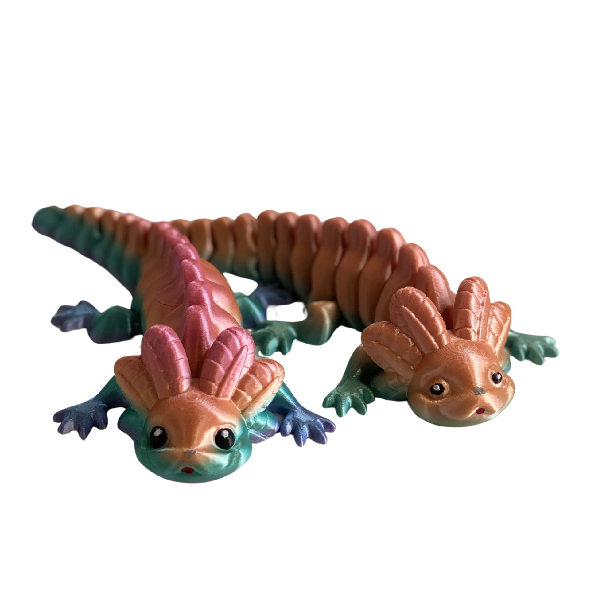 Articulated Axolotl 3D Printed Figure - Set of 2 - Flexible & Collectible Toy - Handmade Gift