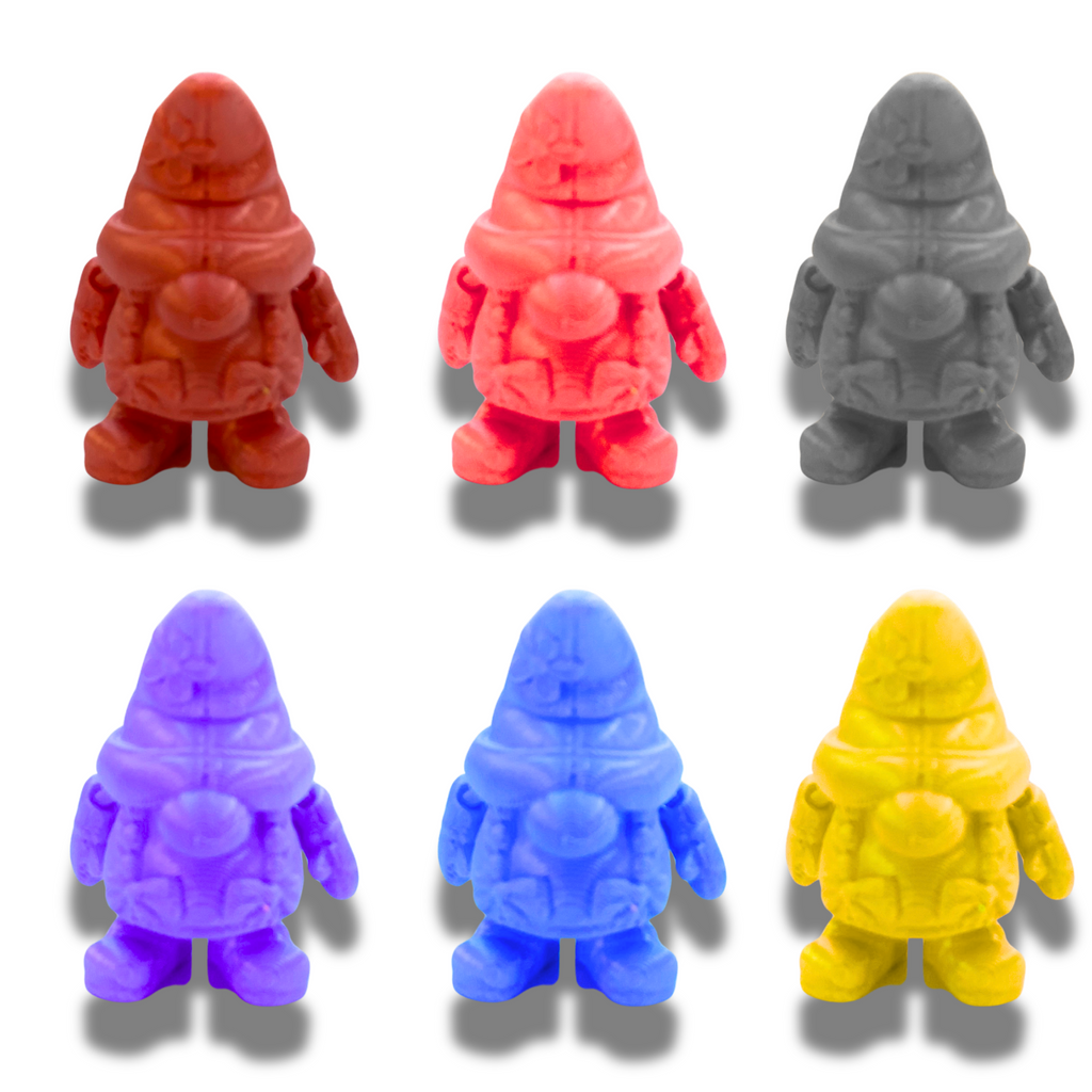 BuildInk™ Mini Space Gnome Set – 6 Articulated Figures – Colorful 3D Printed Collectibles