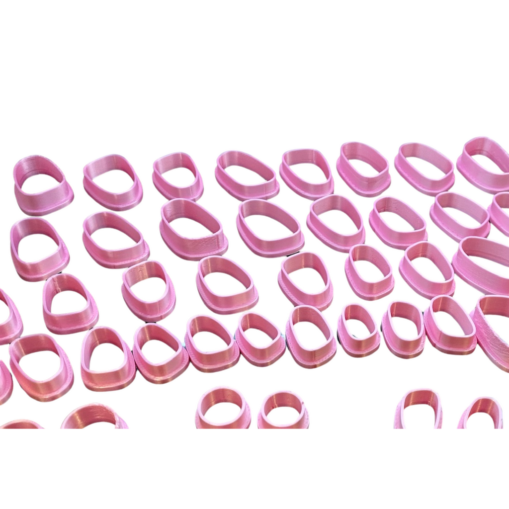 Pebble Drop Clay Cutter – 80 Piece Polymer Clay Cutter Set – Organic Shape Cutters – Pink & White – Jewelry & DIY Tools