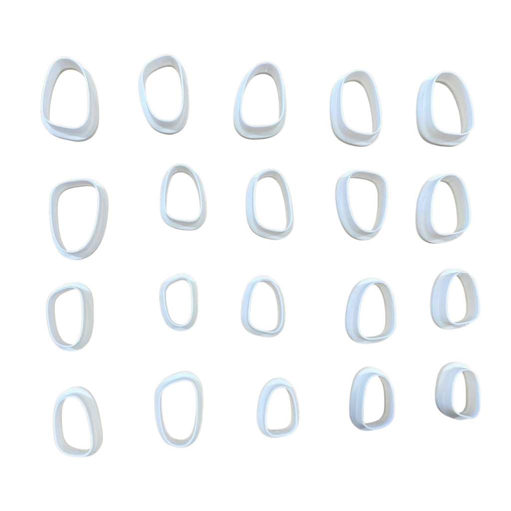 Pebble Drop Clay Cutter – 80 Piece Polymer Clay Cutter Set – Organic Shape Cutters – Pink & White – Jewelry & DIY Tools