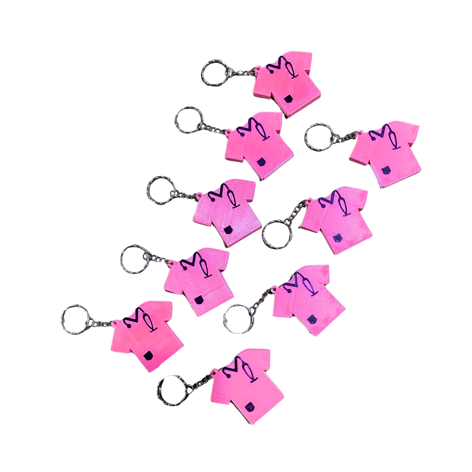 Mini T-Shirt Keychains – 9-Pack – 3D Printed Shirt Key Rings – Choose Your Color or Surprise Me