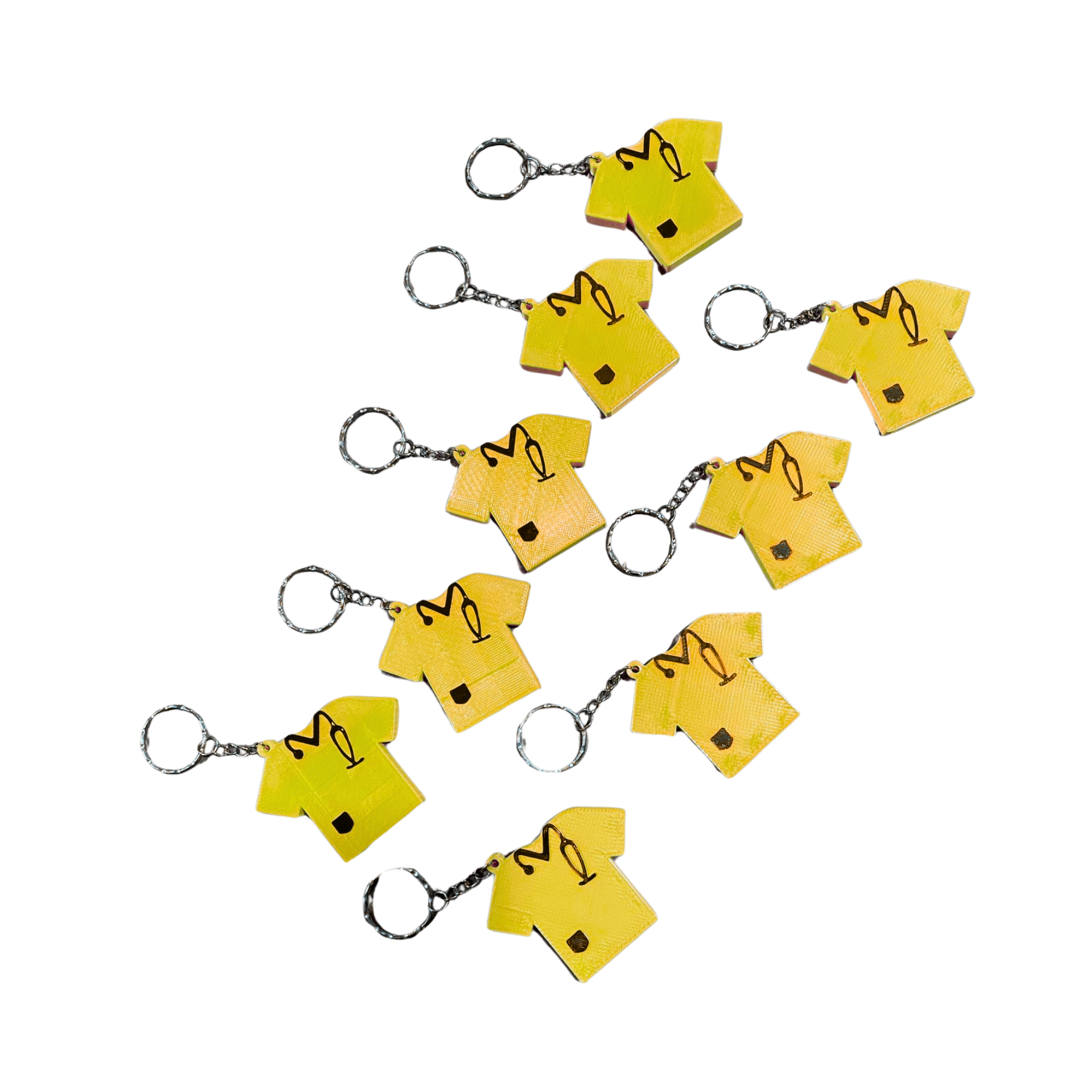 Mini T-Shirt Keychains – 9-Pack – 3D Printed Shirt Key Rings – Choose Your Color or Surprise Me