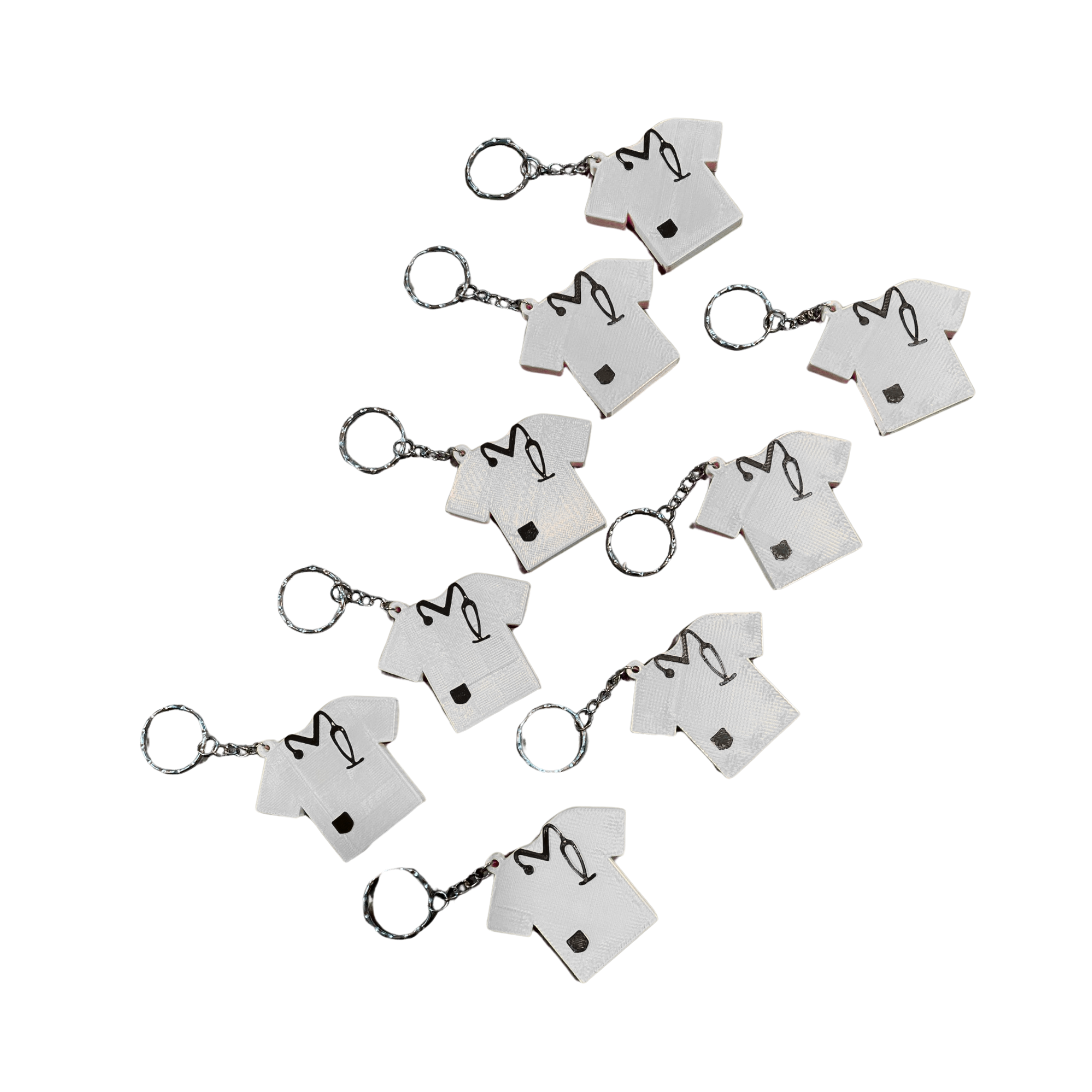 Mini T-Shirt Keychains – 9-Pack – 3D Printed Shirt Key Rings – Choose Your Color or Surprise Me