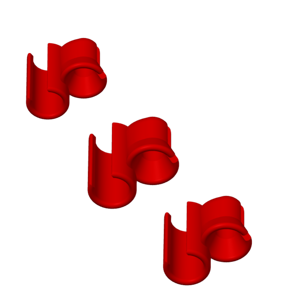 BuildInk™ Red PETG Rod Clip Set – 3-Pack Assorted Sizes – 3D Printed Fishing Pole Holders / Line Guides