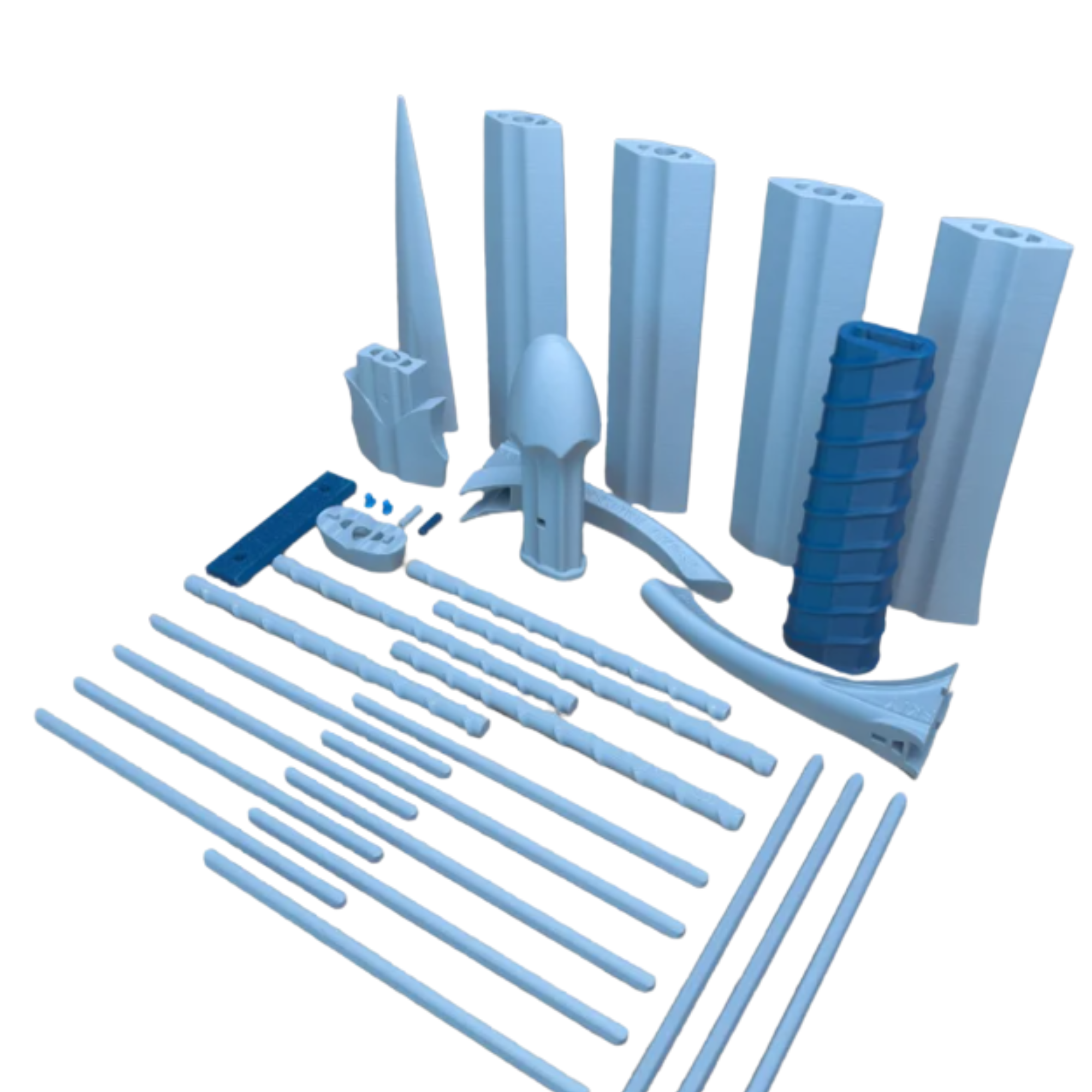 3D Printed Full Size Fantasy Sword Prop – Cosplay Kit – Display Replica (Gray/Blue)