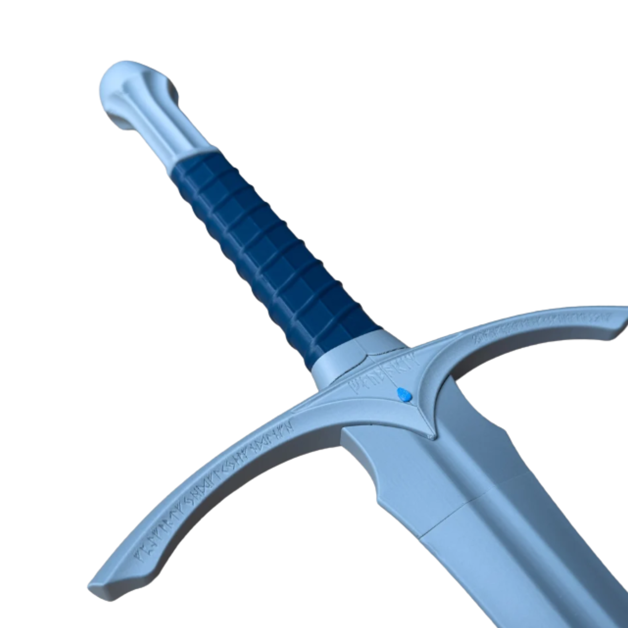 3D Printed Full Size Fantasy Sword Prop – Cosplay Kit – Display Replica (Gray/Blue)
