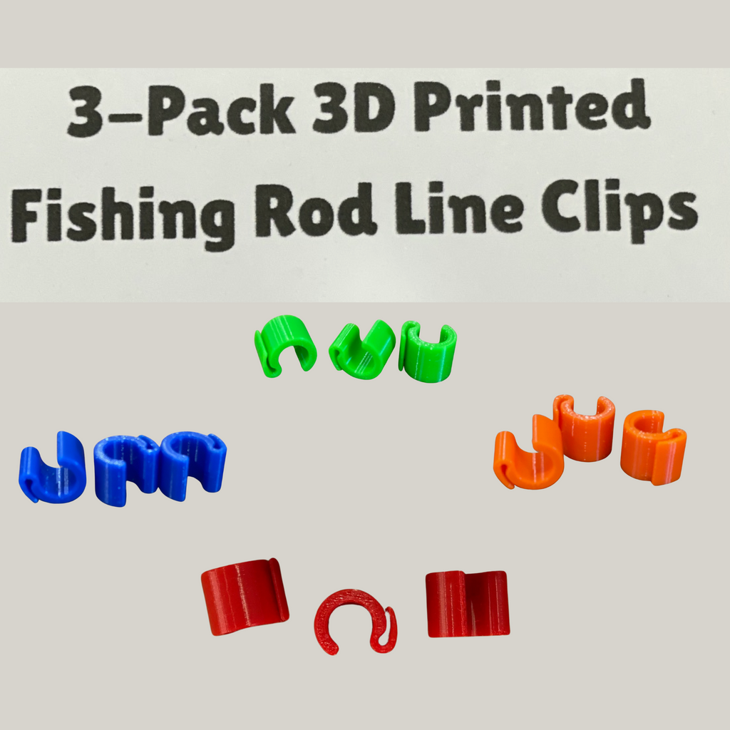 Build Line Clips 3-Pack 3D Printed Fishing Rod Line Clips – Random Color – PETG Snap-On ...