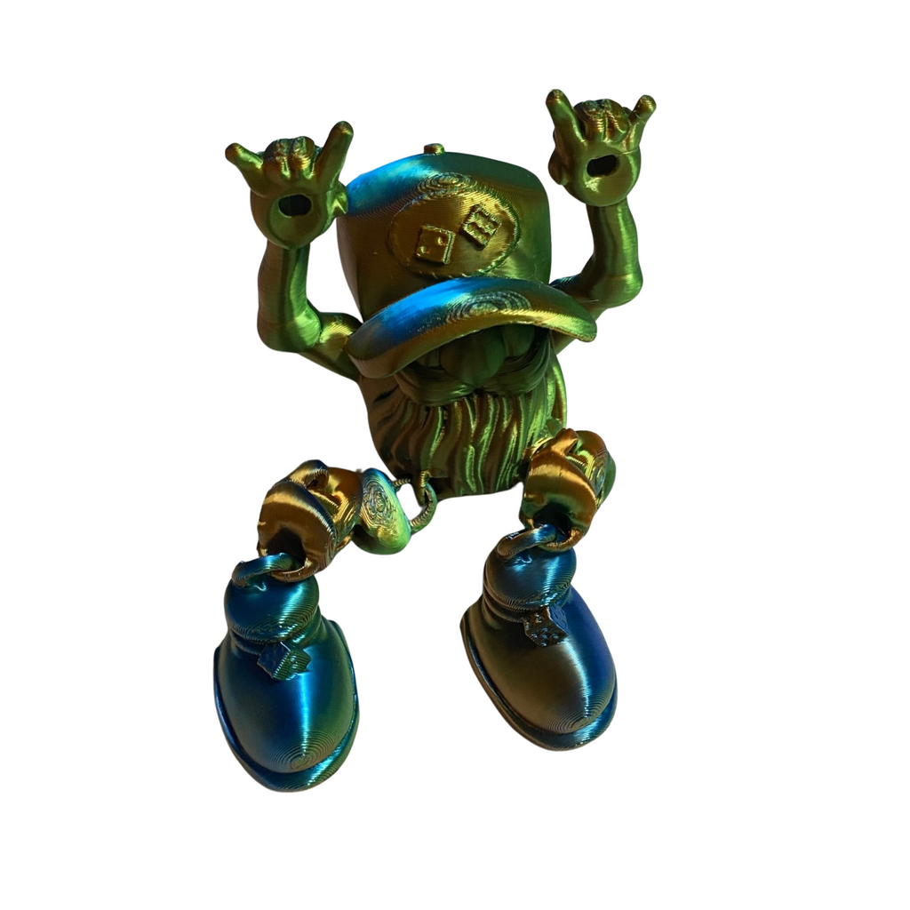 BuildInk™ Flexi Cap Dude – Articulated 3D Printed Chain-Leg Toy – Multicolor Gradient PLA – Poseable Desk Collectible