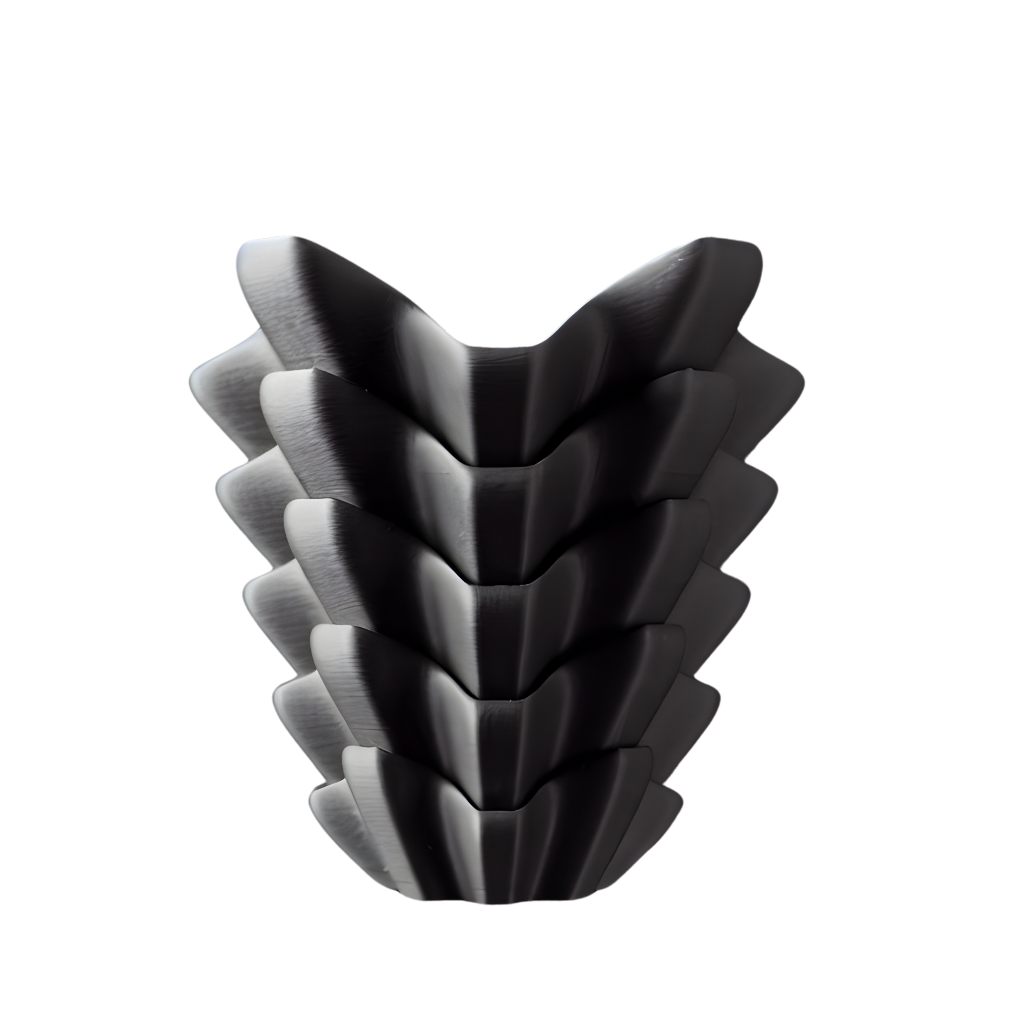 3D Printed Sculptural Vase – Modern Layered Design – Black PLA – 8.39" Tall – Handmade by BuildInk™
