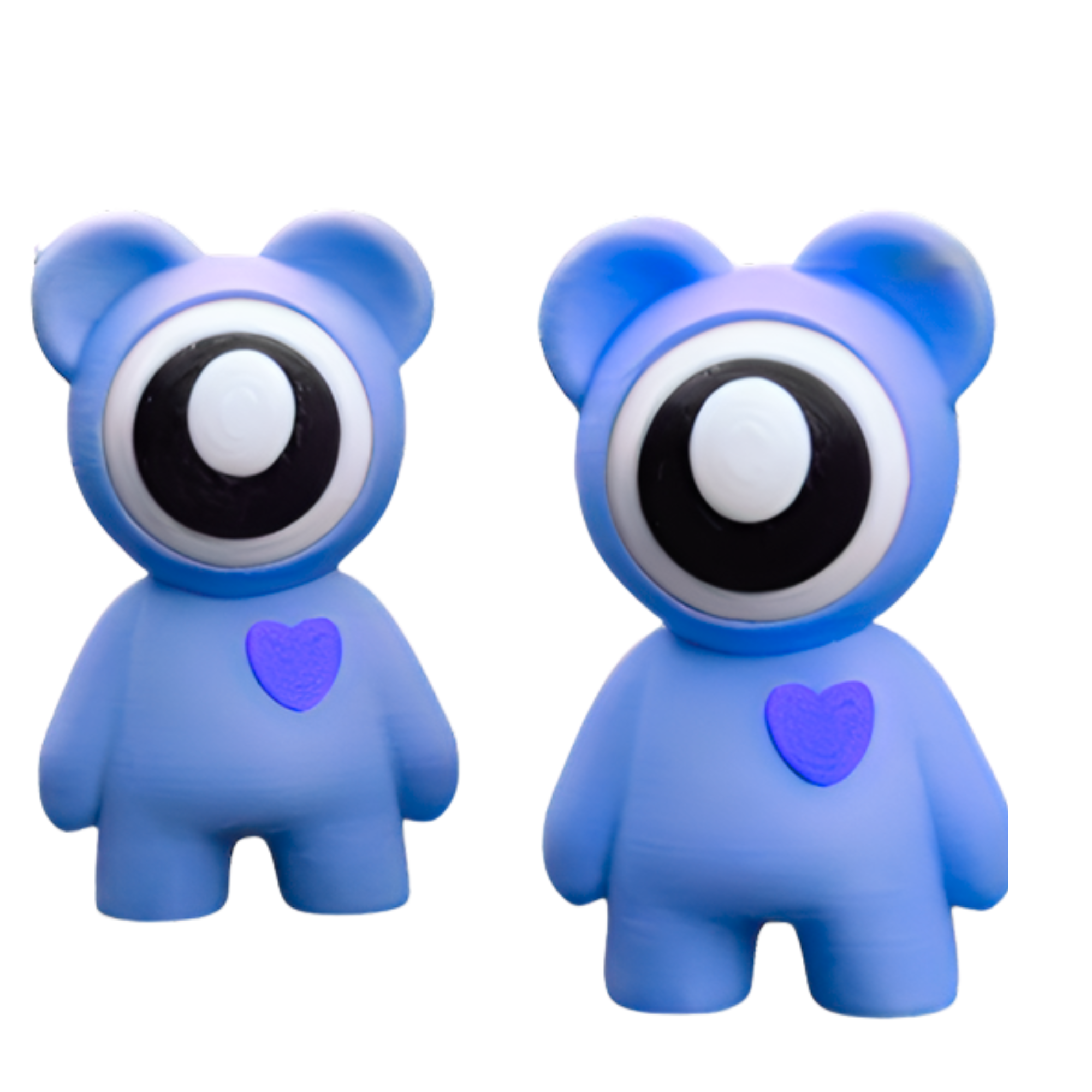 3D Printed Eyeball Bear Figurine Set – 2-Pack – Random Color – Art Toy Alien Bear Style