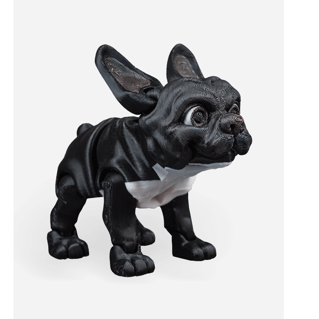 3D Printed Bulldog Figurine Black & White – Handmade Dog Decor 4 Inch