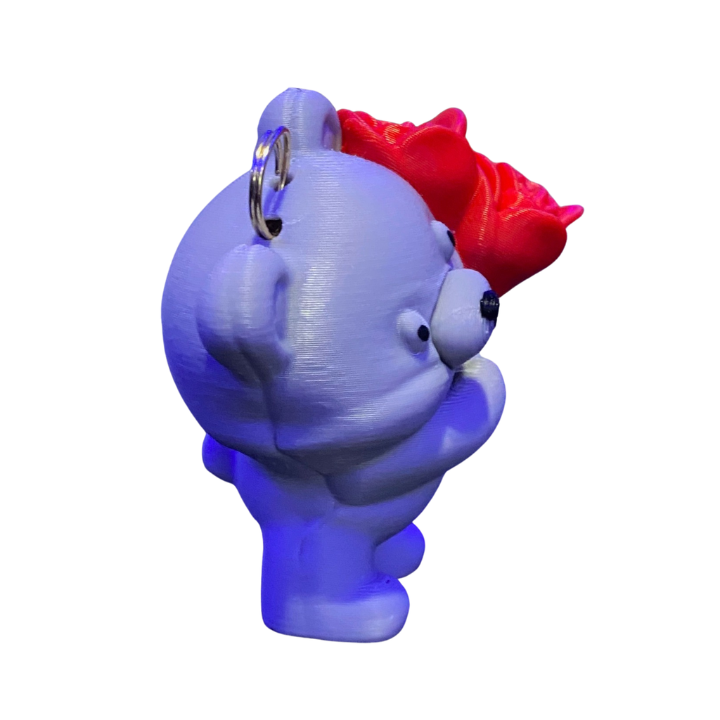 3D Printed Bear with Rose – Cute Decorative Collectible Figure – 3” Tall