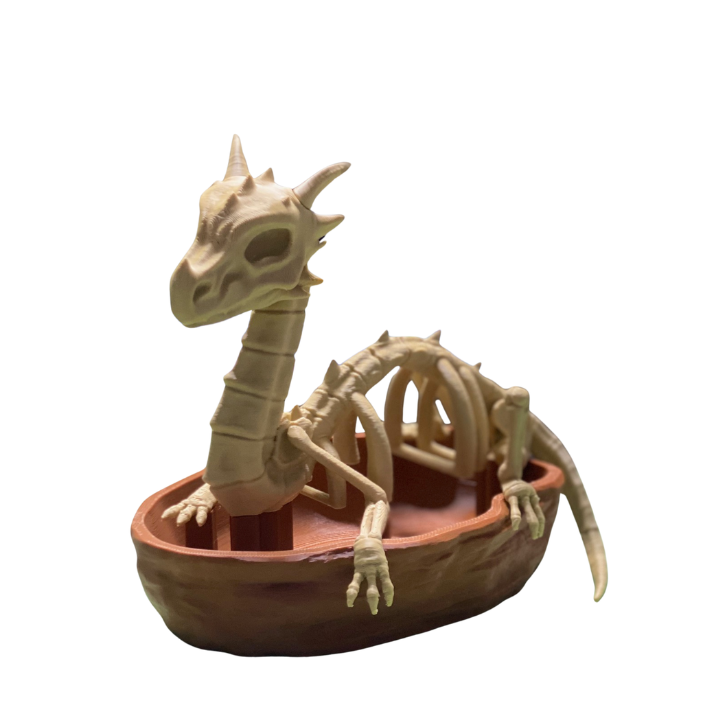 Dragon Skeleton Planter – 3D Printed Fantasy Skull Pot – No Plants