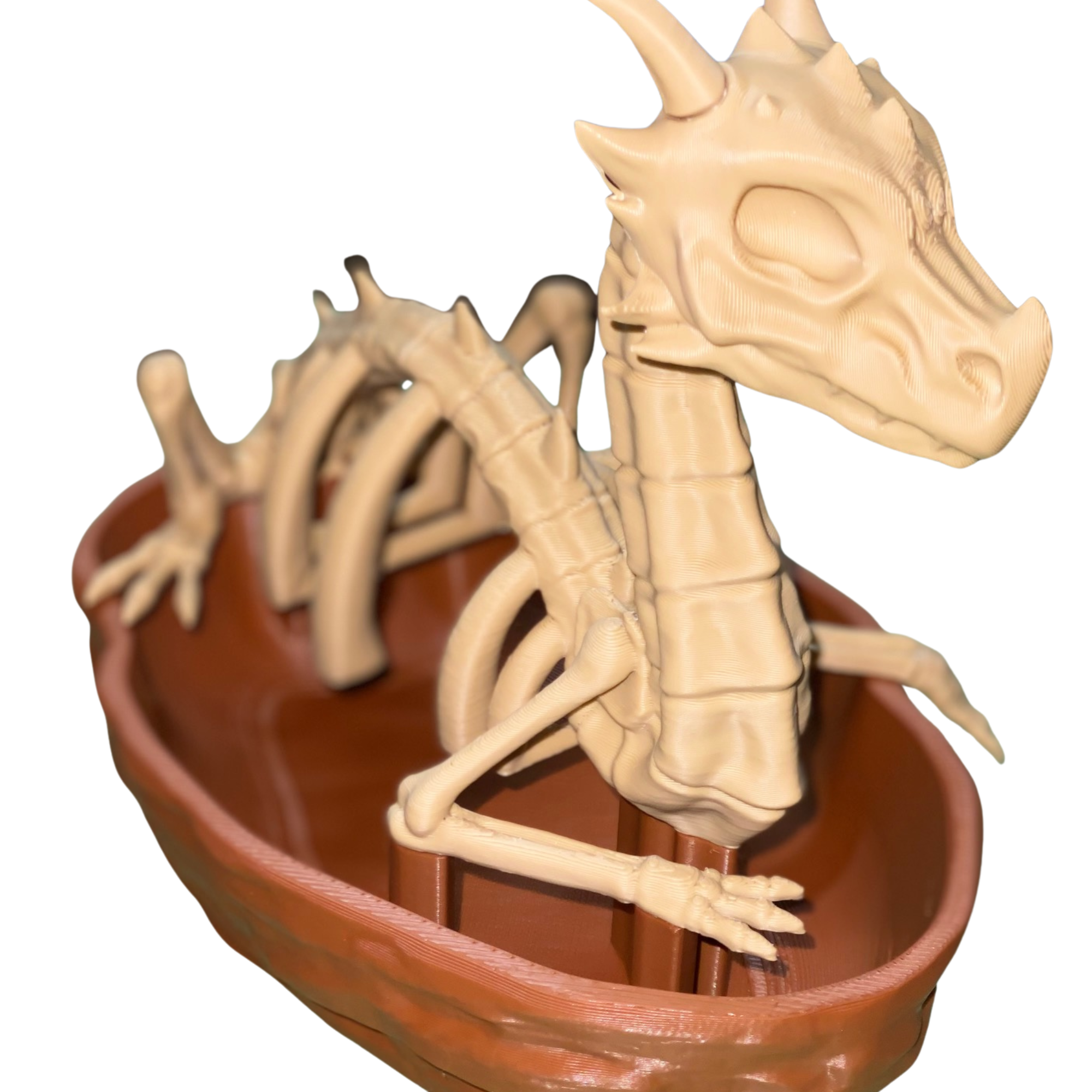 Dragon Skeleton Planter – 3D Printed Fantasy Skull Pot – No Plants