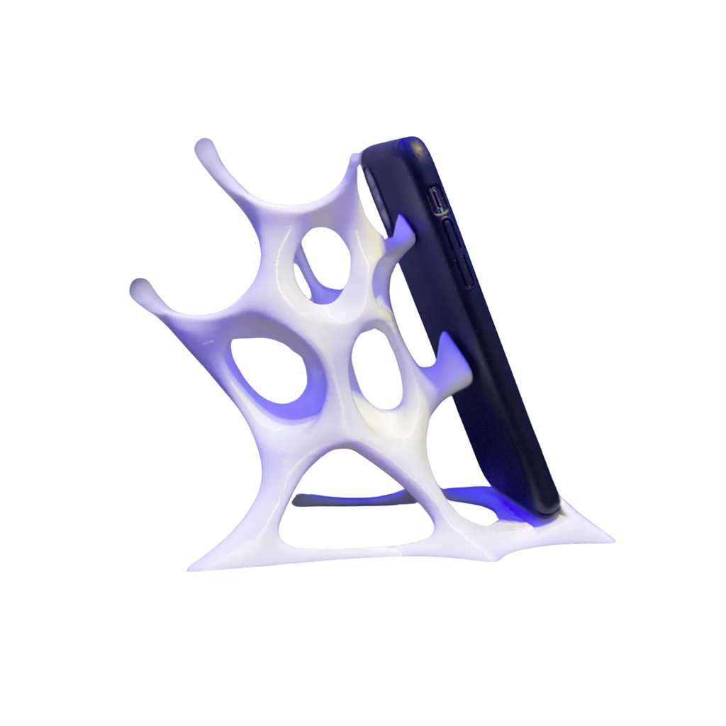 3D Printed Organic Phone Stand – Modern Abstract Desk Phone Holder – Unique Futuristic Design