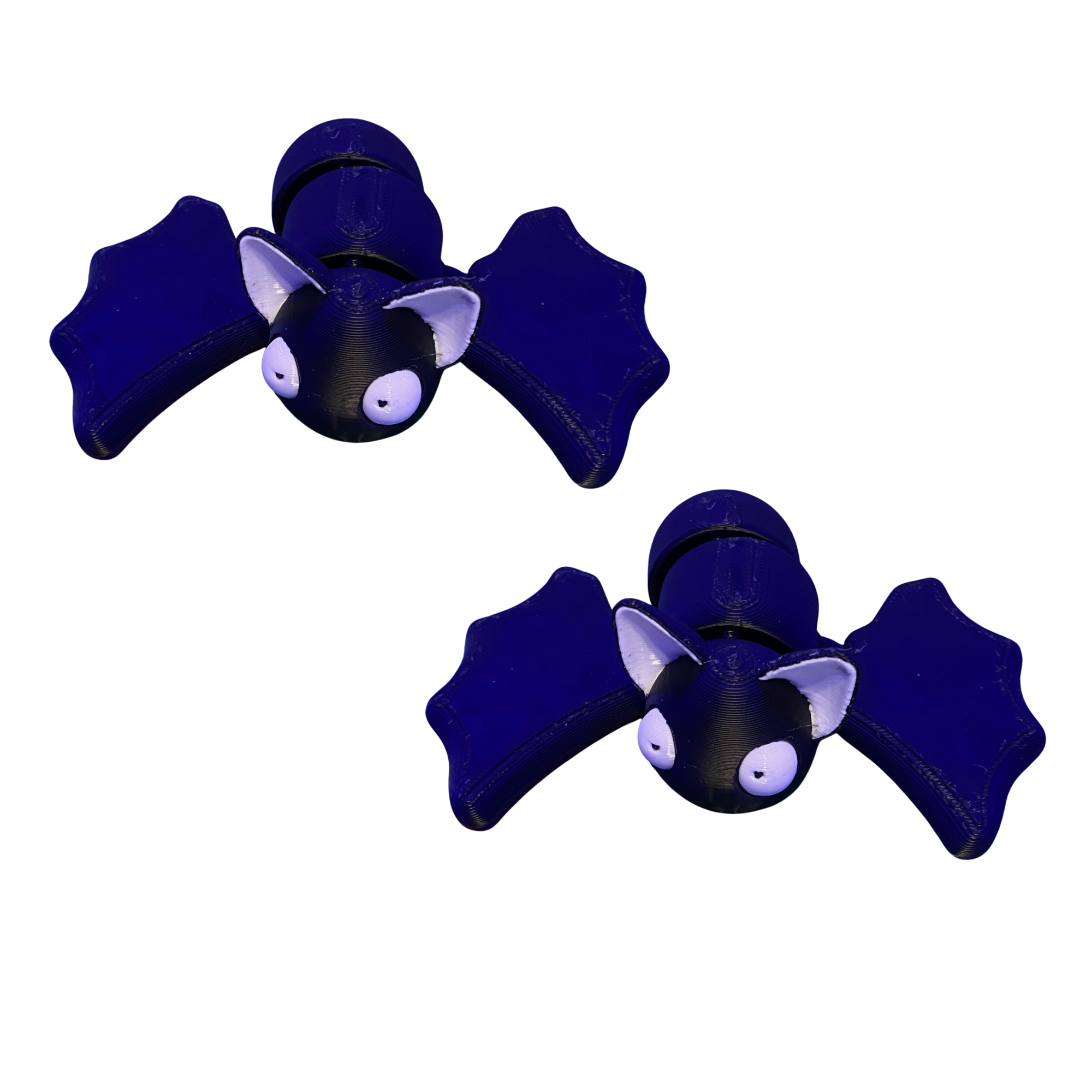 3D Printed Cute Bat Figures – Set of 2 – Black & White Bat Desk Decor