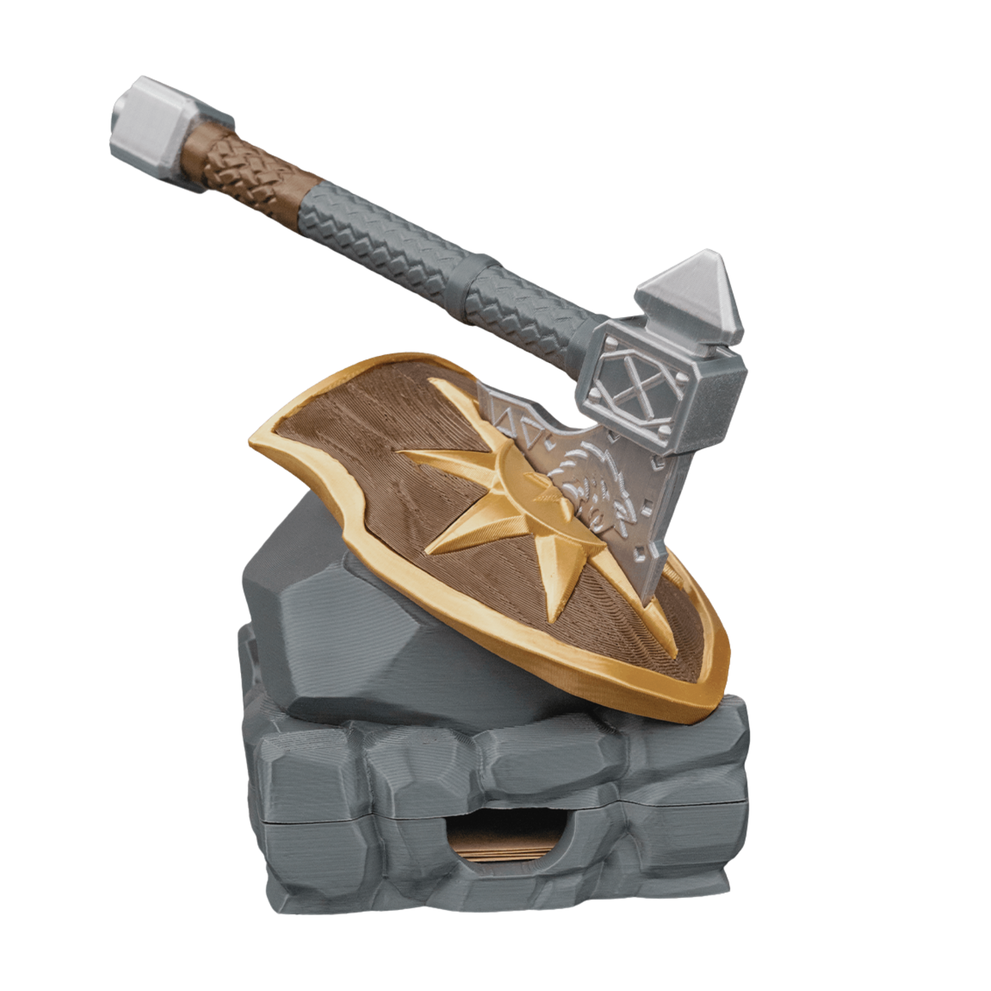 Viking Axe Pen Holder Desk Organizer – Fantasy Resin Style Desktop Decor – Pen Not Included