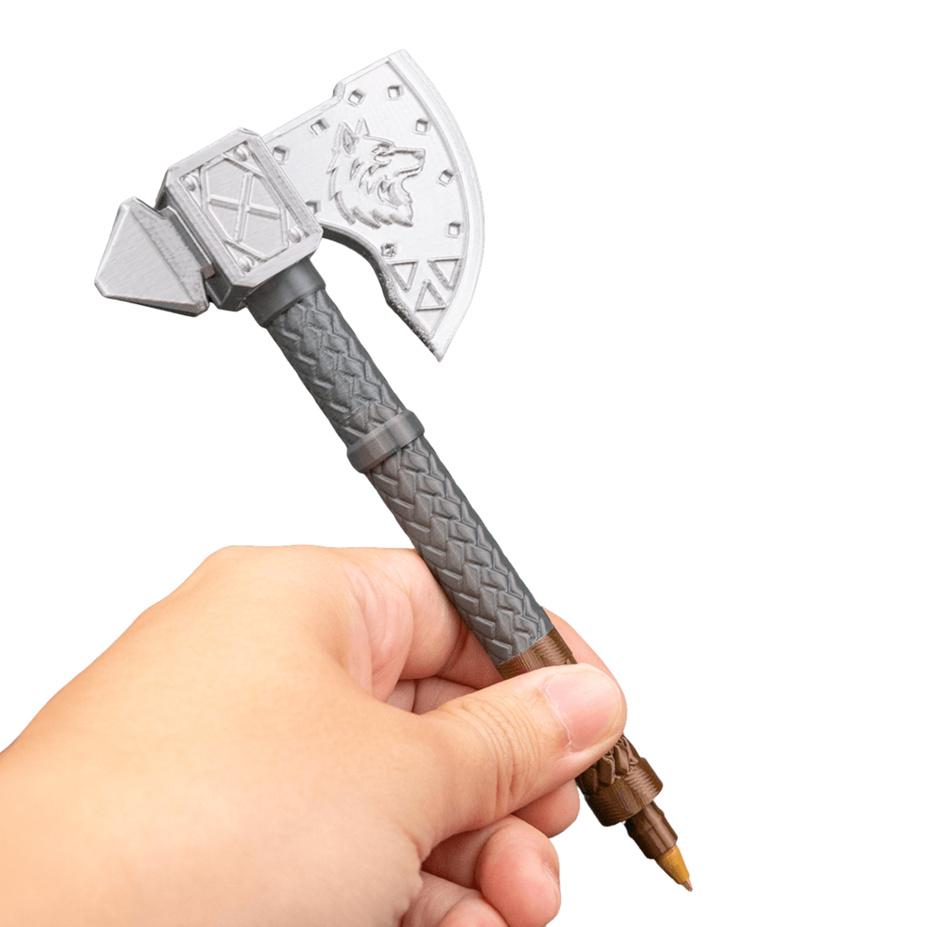 Viking Axe Pen Holder Desk Organizer – Fantasy Resin Style Desktop Decor – Pen Not Included