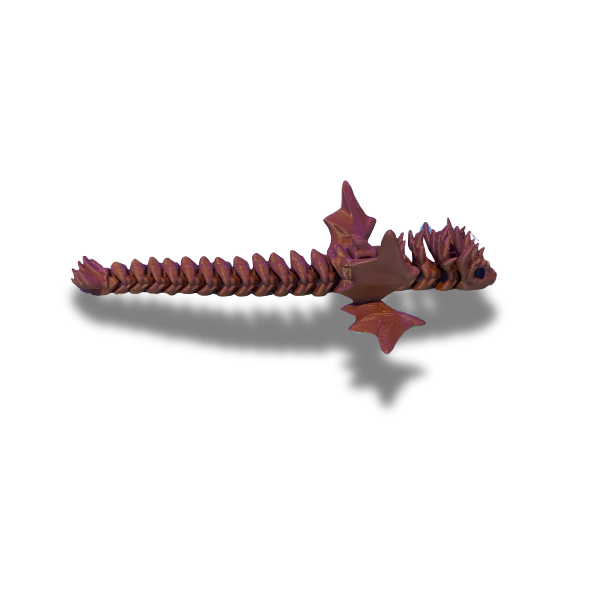 3D Printed Articulated Dragon – 9.5 Inch Flexible Dragon – Desk Decor – Caramel Brown Color