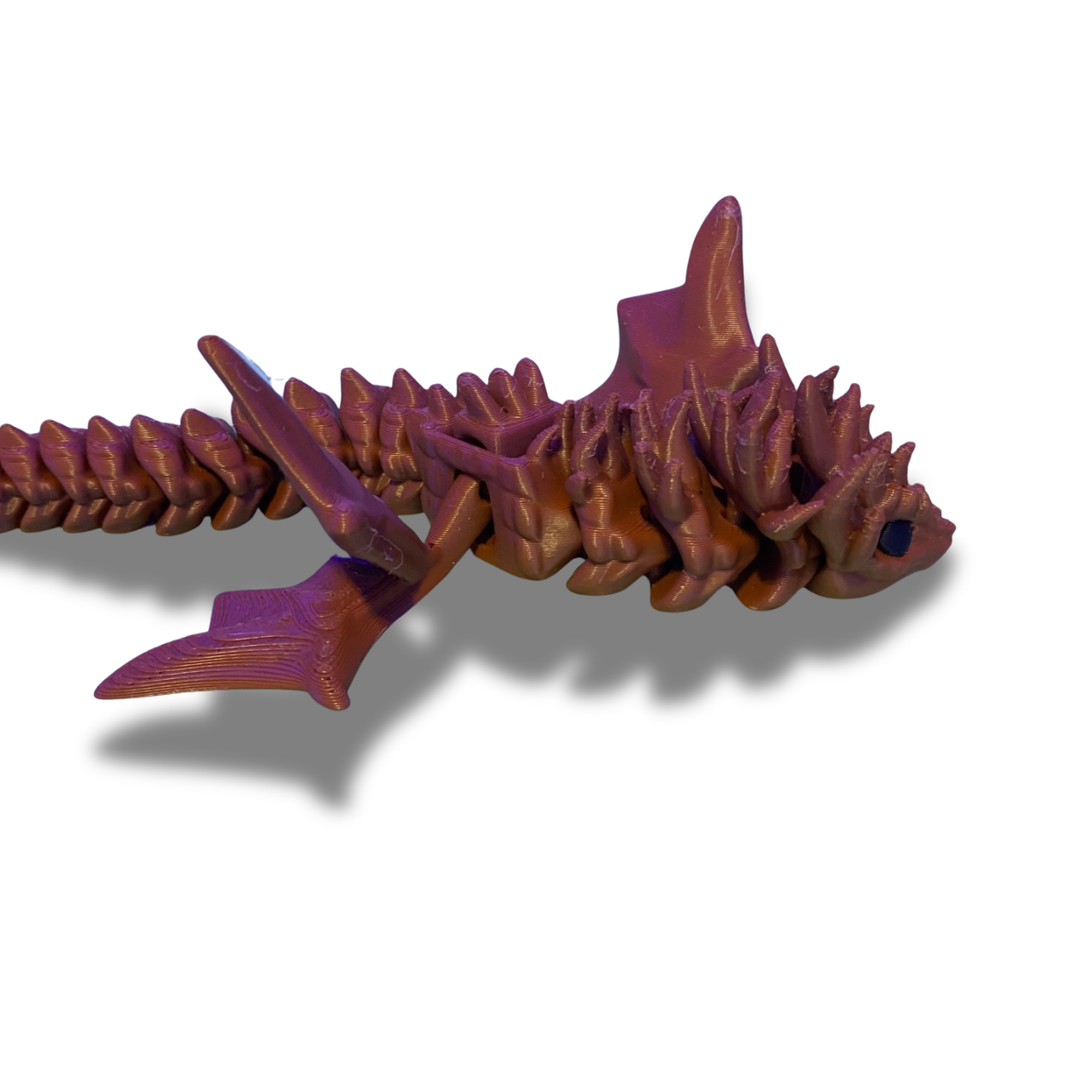 3D Printed Articulated Dragon – 9.5 Inch Flexible Dragon – Desk Decor – Caramel Brown Color