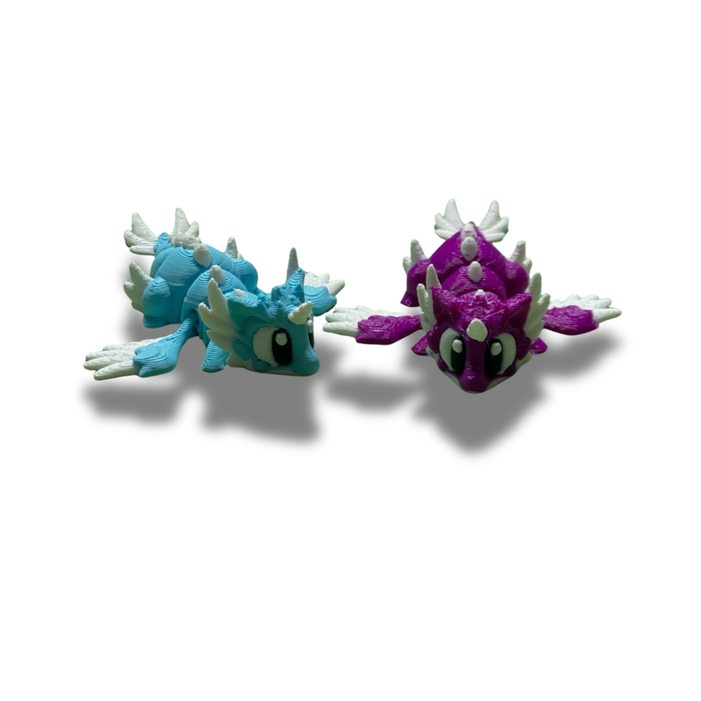3D Printed Cute Baby Dragon Set (2-Pack) – Mini Fantasy Desk Figurines – Handmade PLA Collectibles