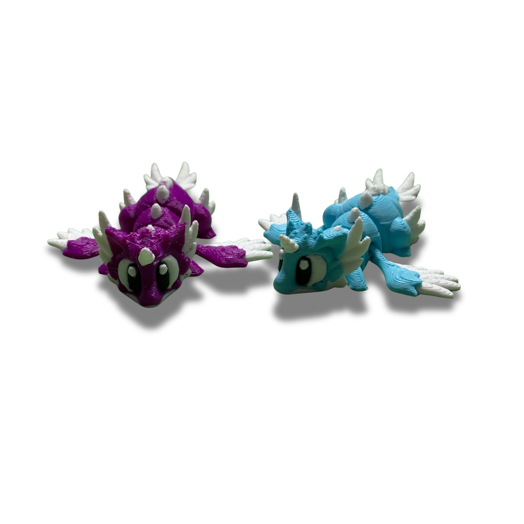 3D Printed Cute Baby Dragon Set (2-Pack) – Mini Fantasy Desk Figurines – Handmade PLA Collectibles