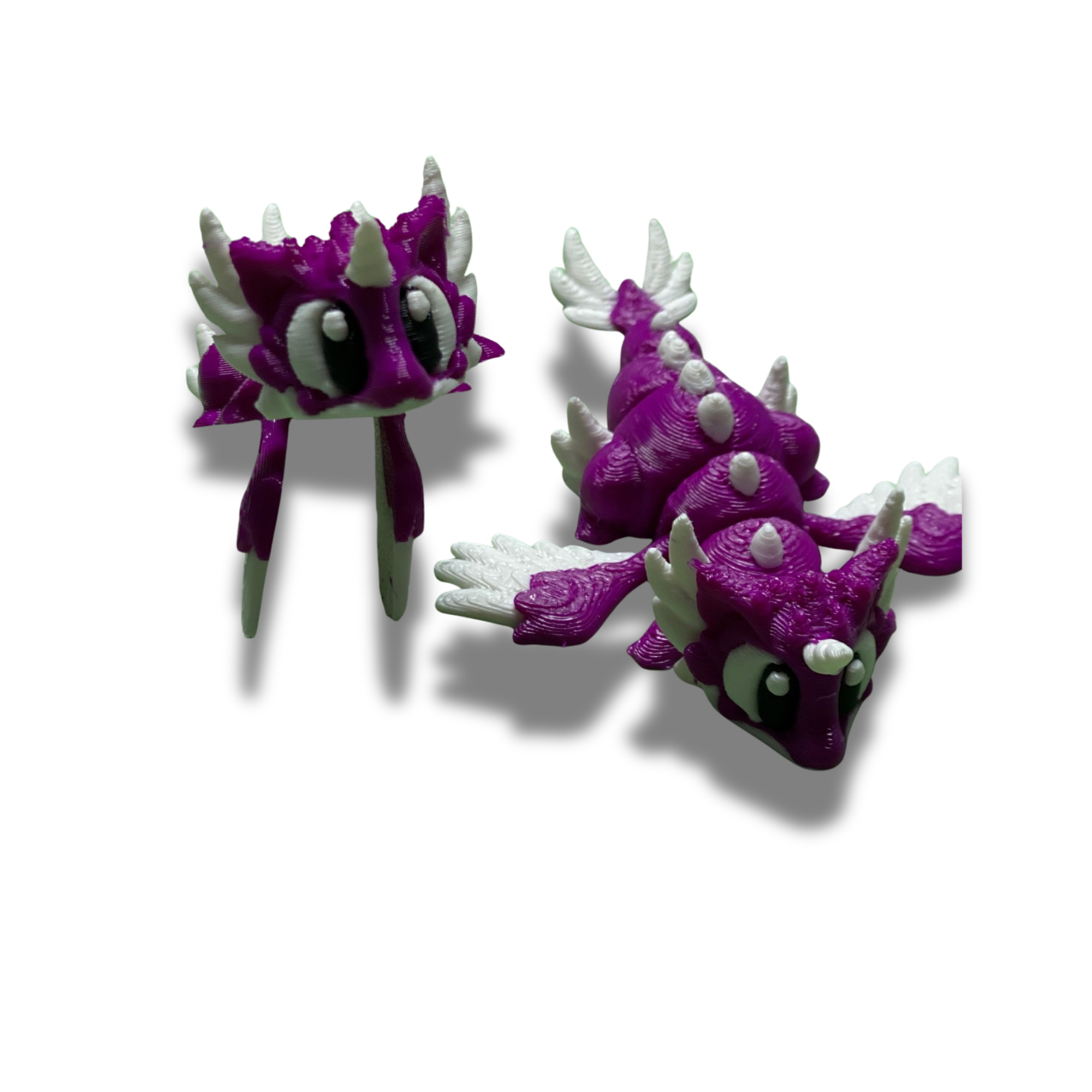 Mini 3D Printed Dragon Set of 2 – Cute Fantasy Desk Decor – Handmade Collectible Figures