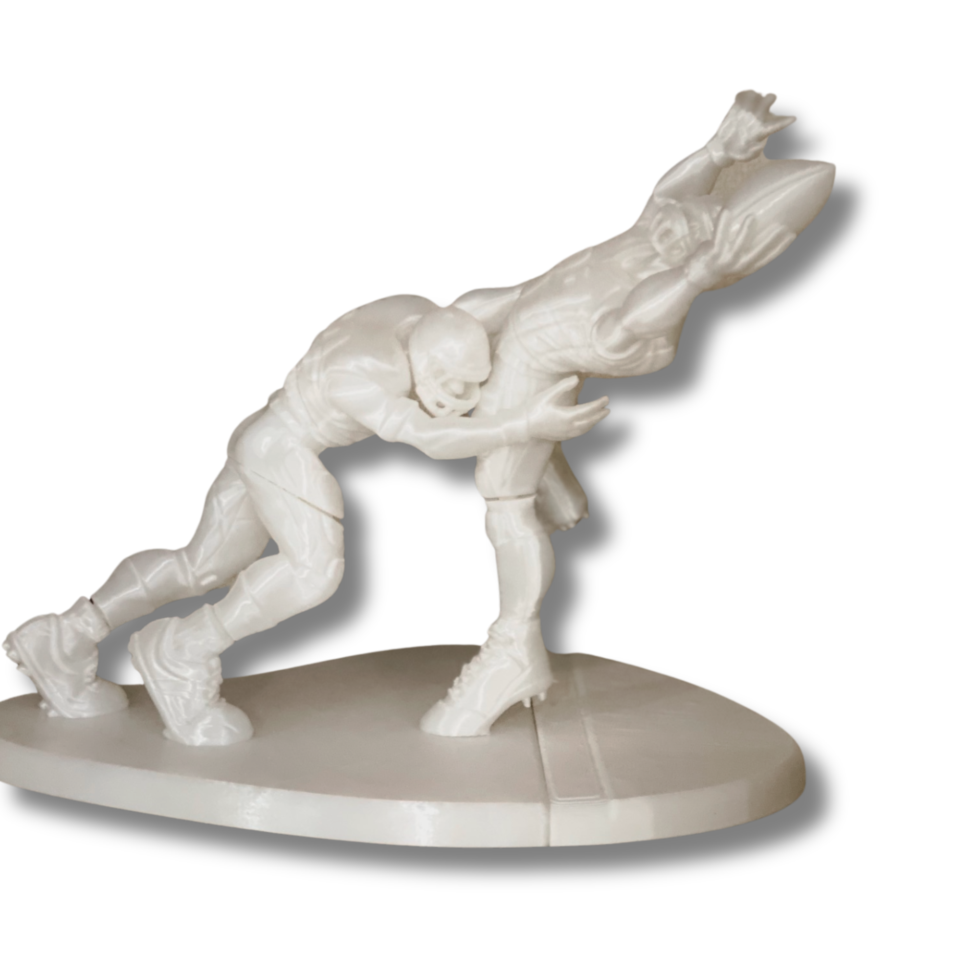 Modern Football Player Figurine – 3D Printed Action Pose Desk Statue – Sports Collectible Sculpture for Office & Shelf Decor (White)