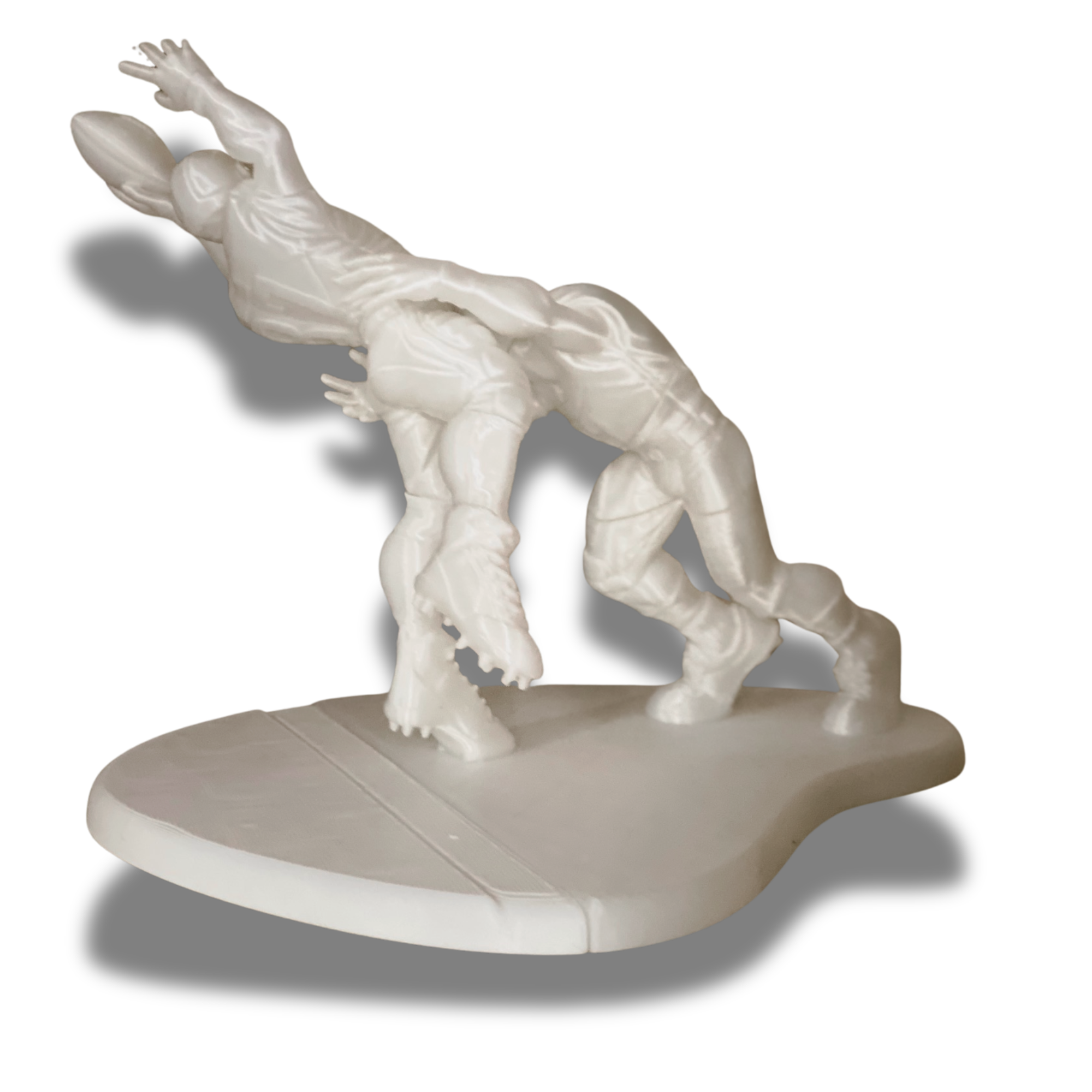 Modern Football Player Figurine – 3D Printed Action Pose Desk Statue – Sports Collectible Sculpture for Office & Shelf Decor (White)