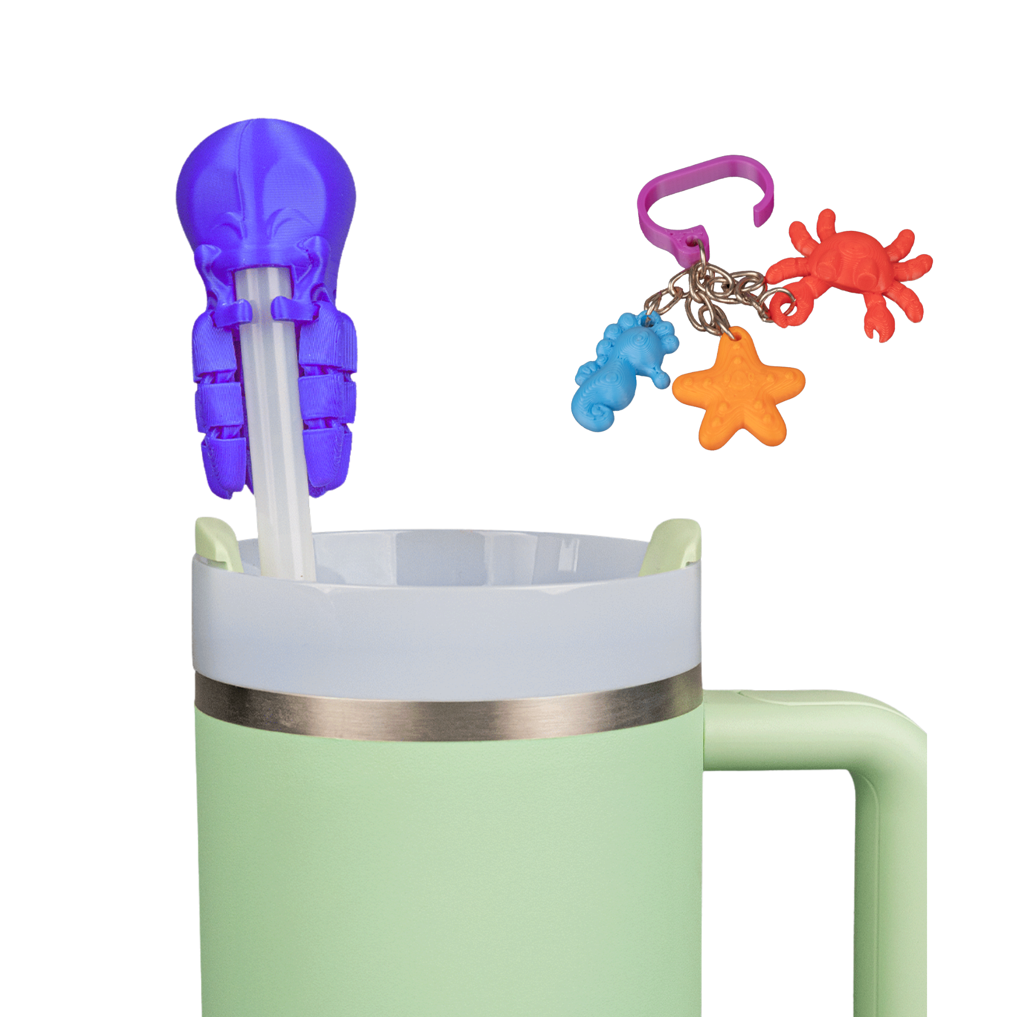 Deep Sips – Straw Topper & Ocean Charm Set (3-Pack) – 3D Printed Cup Accessories – Random Colors