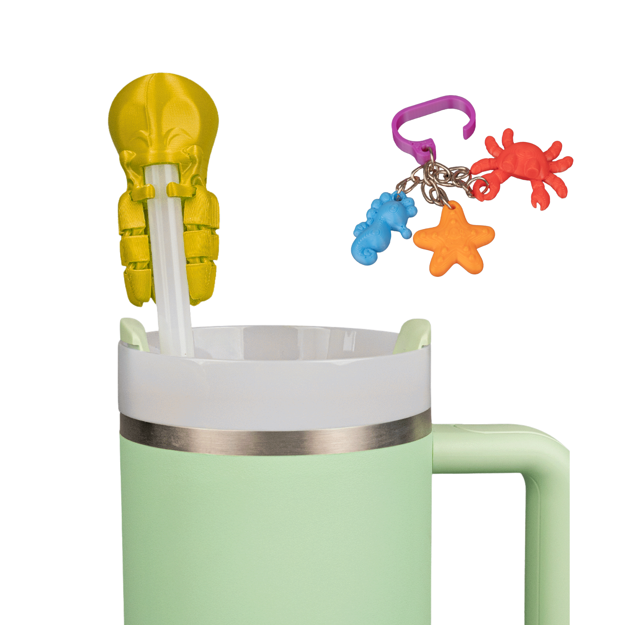 Deep Sips – Straw Topper & Ocean Charm Set (3-Pack) – 3D Printed Cup Accessories – Random Colors