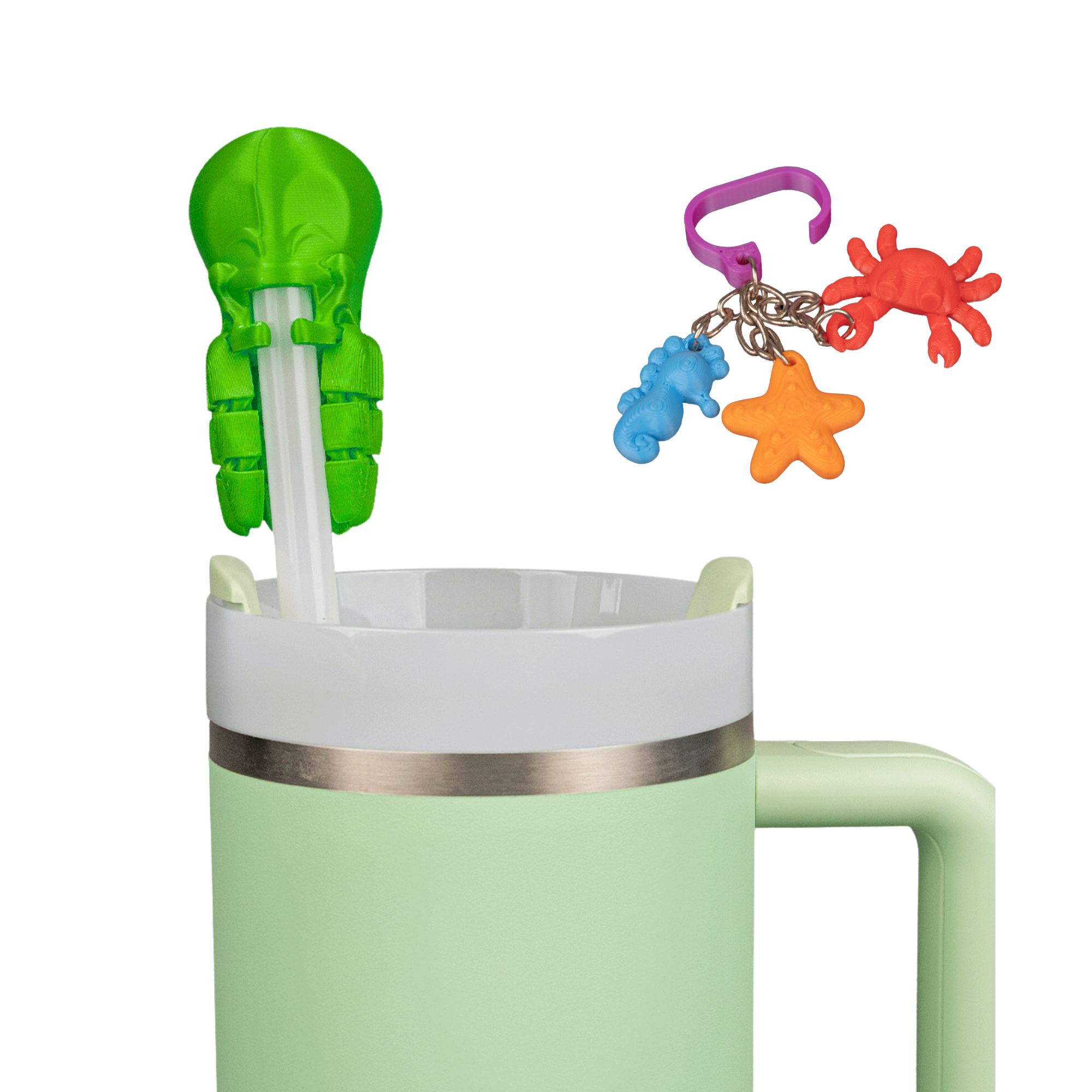 Deep Sips – Straw Topper & Ocean Charm Set (3-Pack) – 3D Printed Cup Accessories – Random Colors