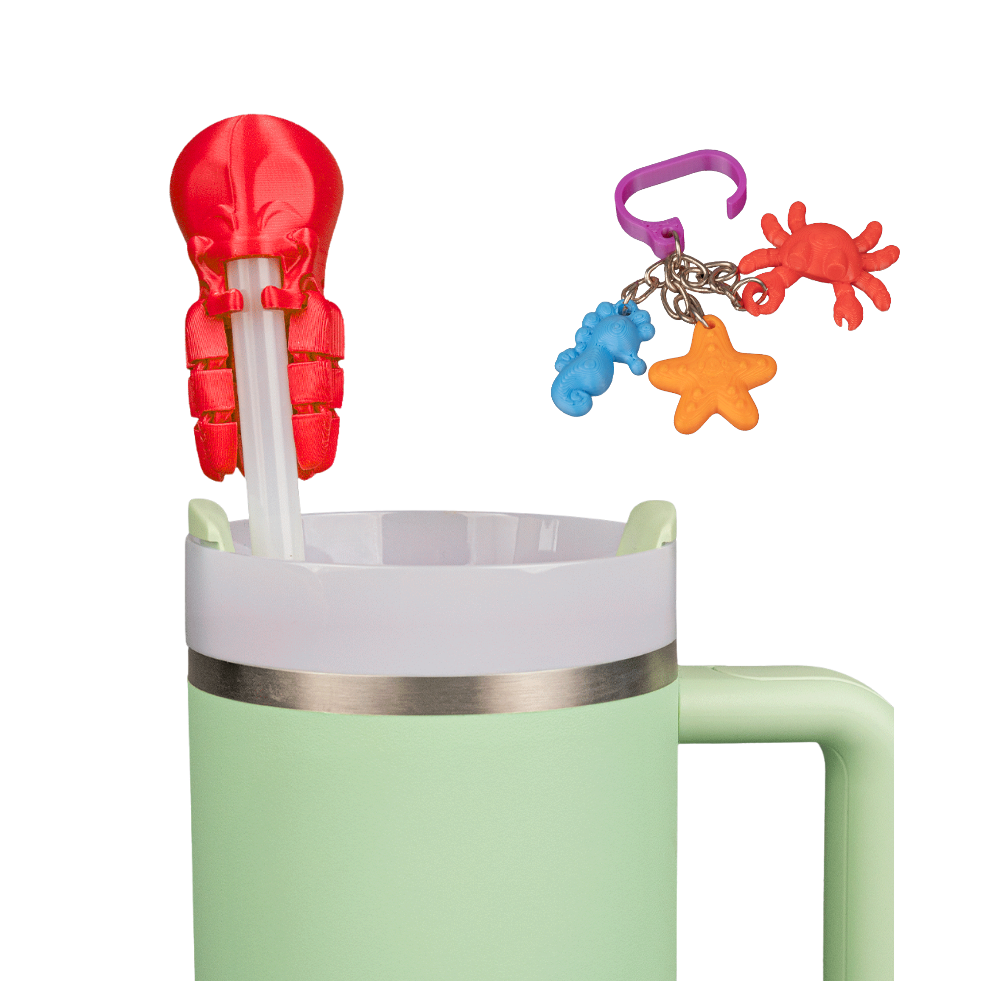 Deep Sips – Straw Topper & Ocean Charm Set (3-Pack) – 3D Printed Cup Accessories – Random Colors